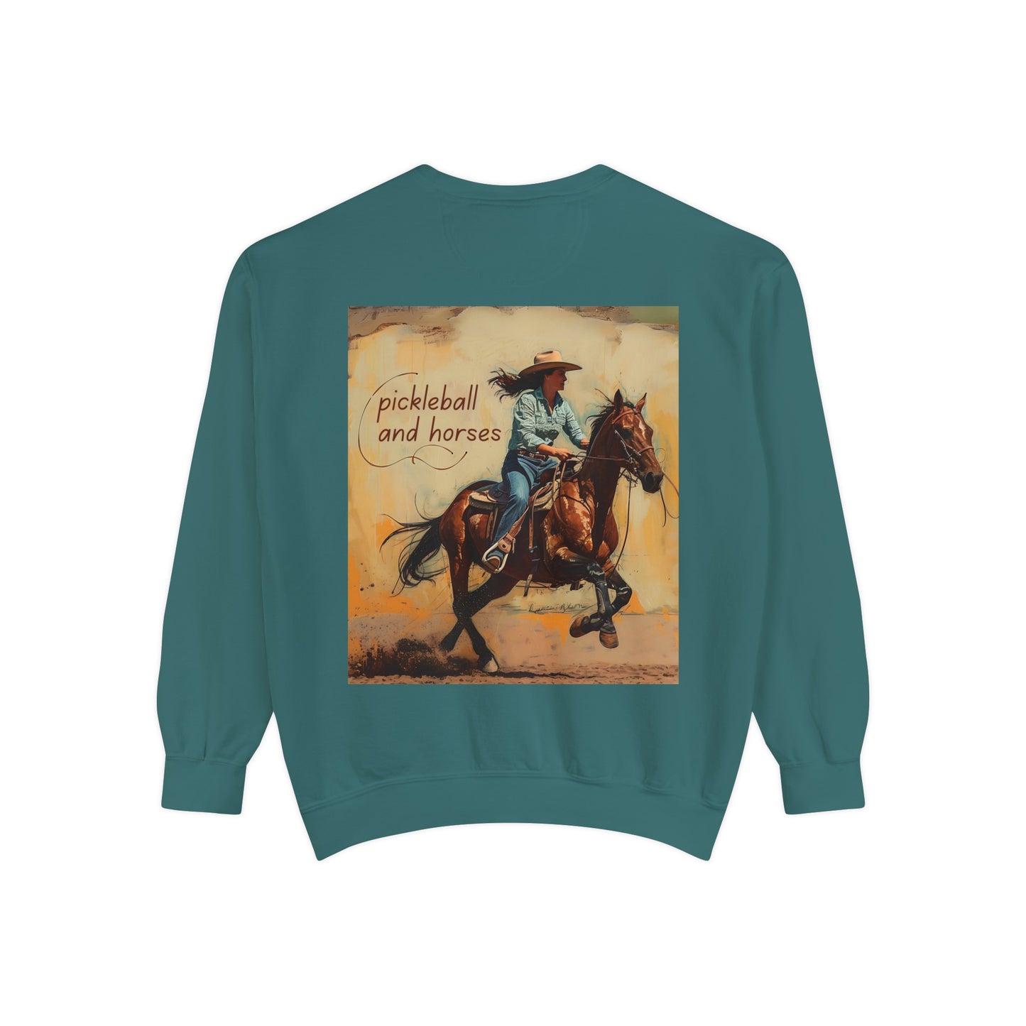 Classic Pickleball and Horses – Unisex Cozy Pickleball Sweatshirt