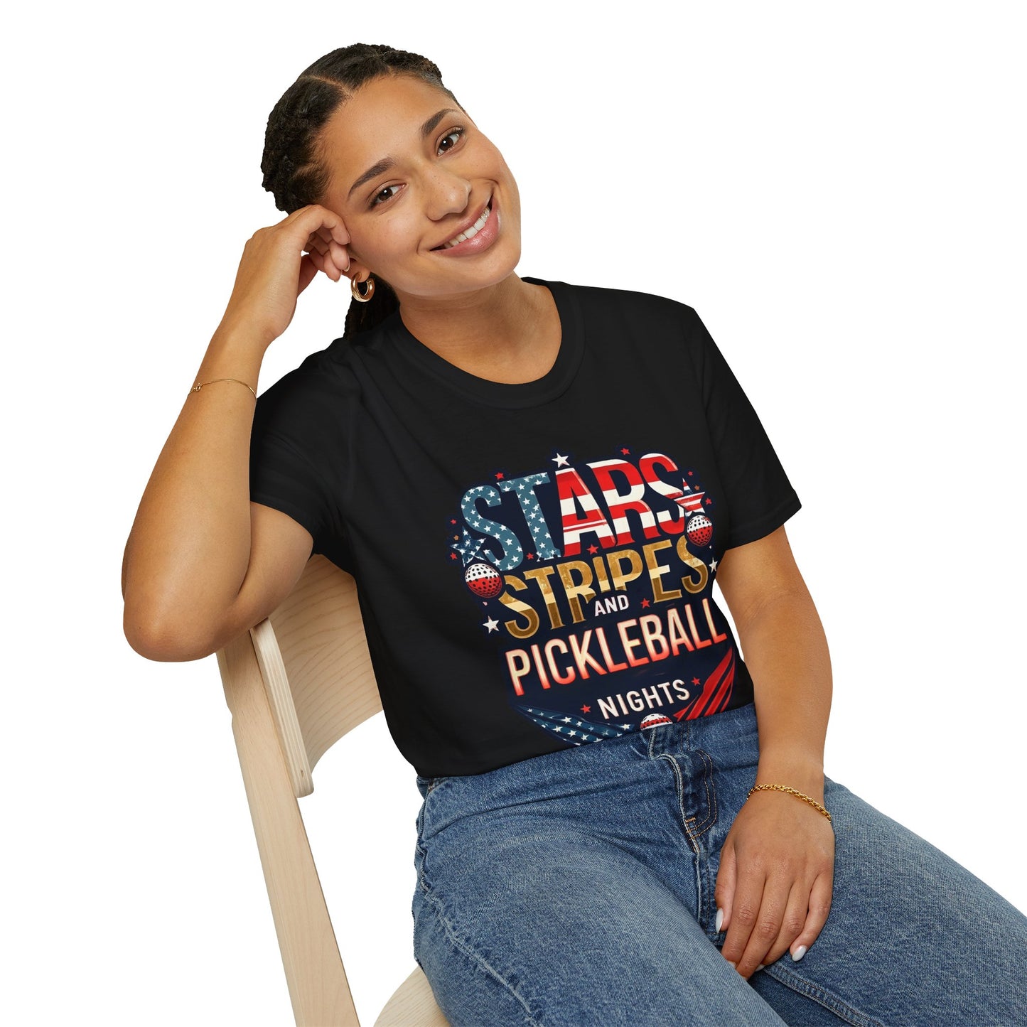 Stars, Stripes and Pickleball Nights Comfort Tee – Unisex Soft-Style