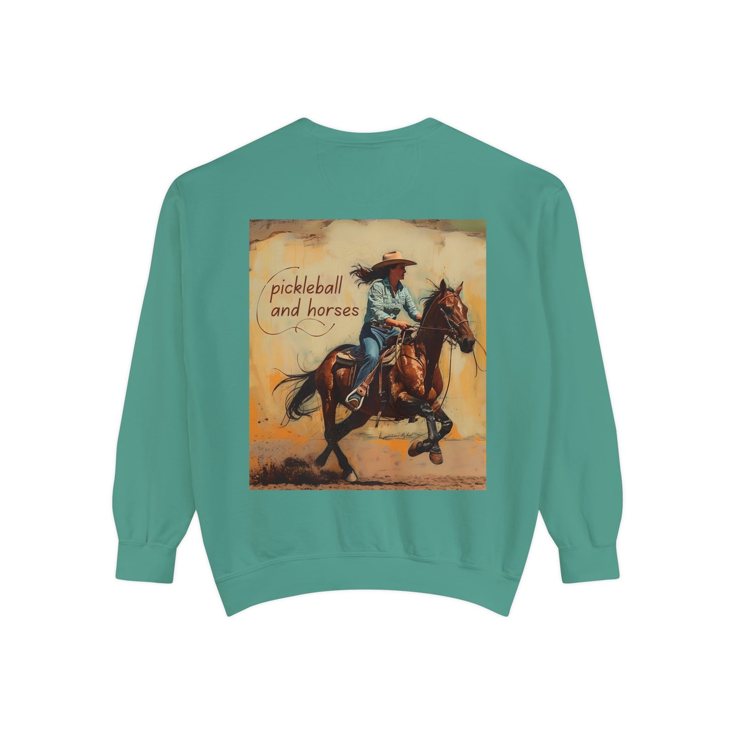 Classic Pickleball and Horses – Unisex Cozy Pickleball Sweatshirt