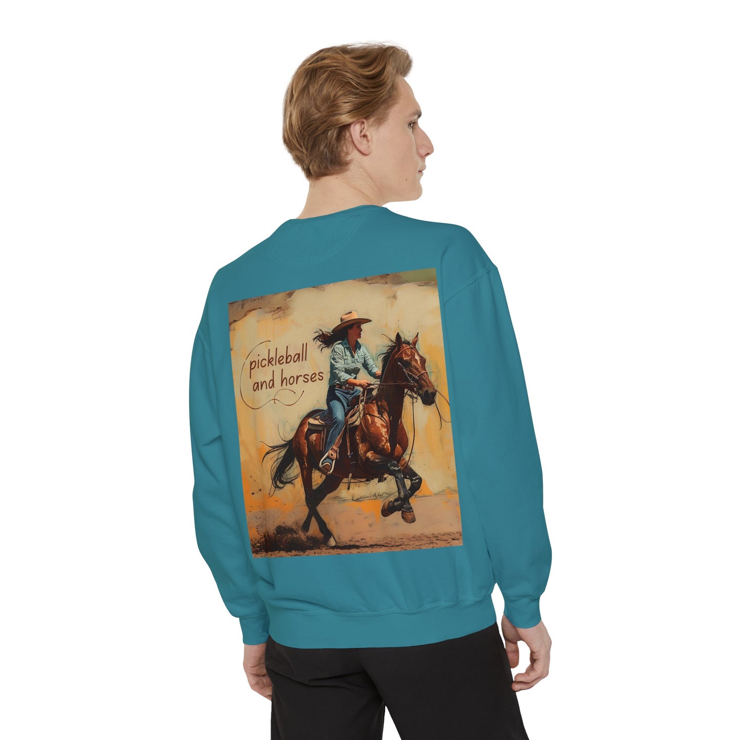 Classic Pickleball and Horses – Unisex Cozy Pickleball Sweatshirt