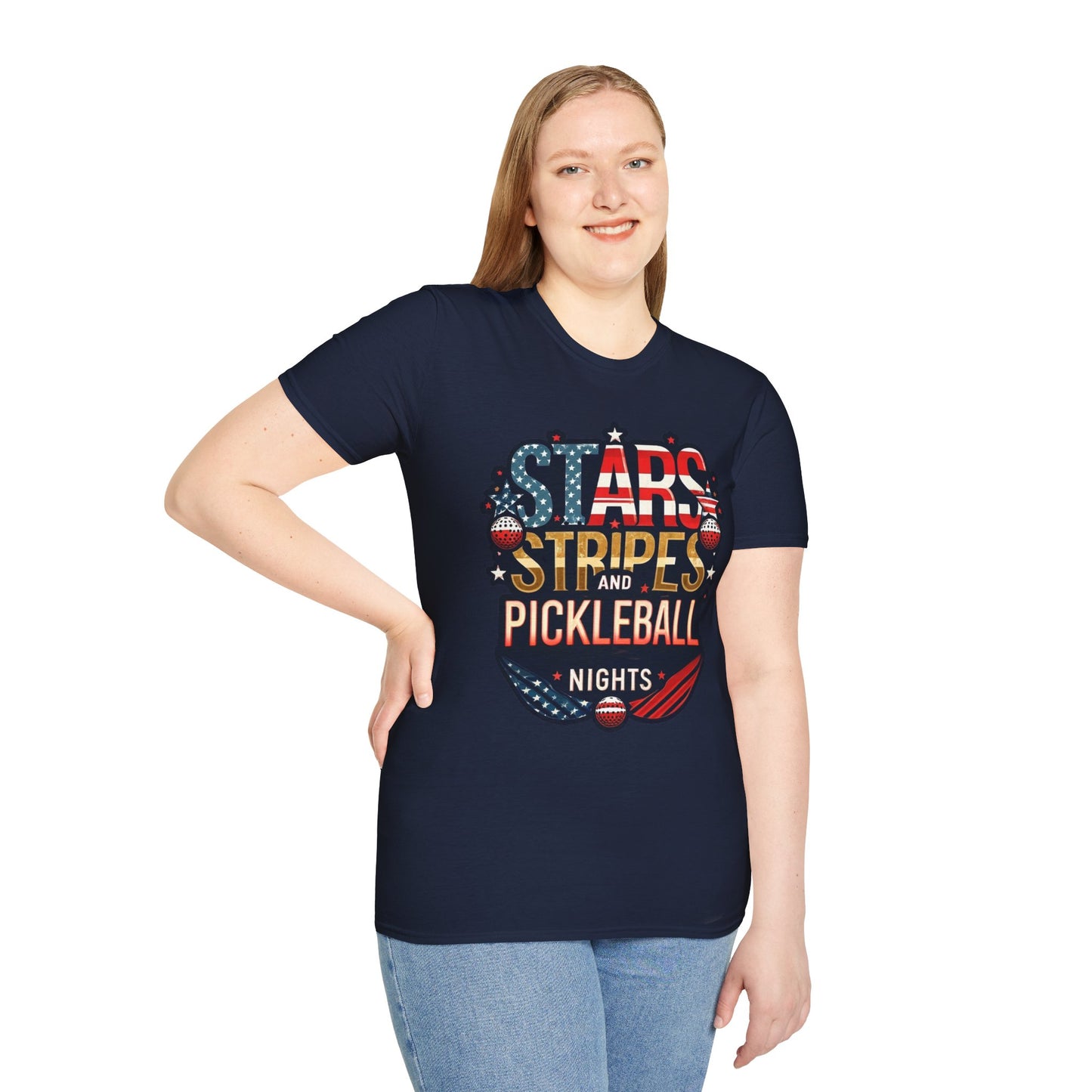Stars, Stripes and Pickleball Nights Comfort Tee – Unisex Soft-Style