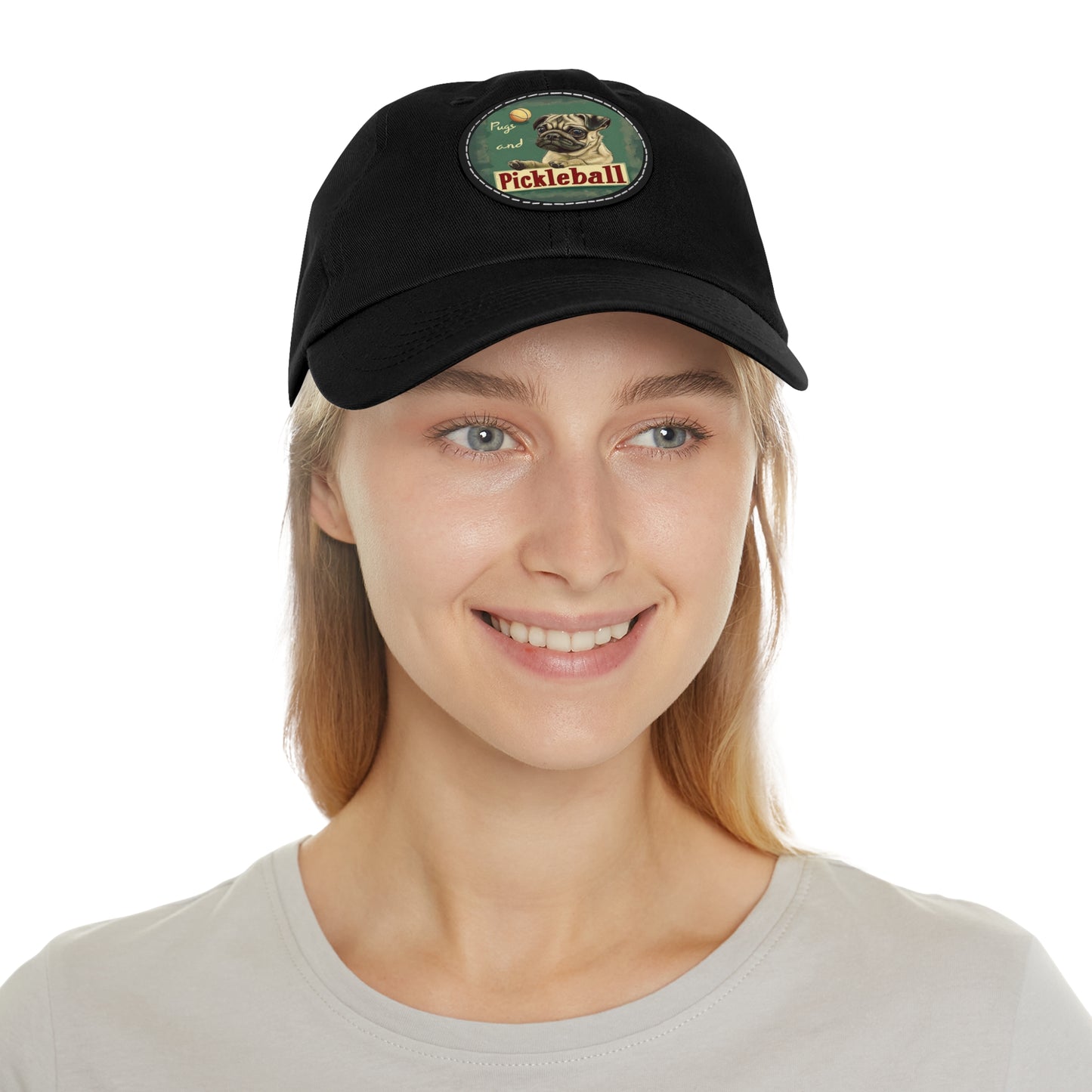 Pugs and Pickleball Leather Patch Hat