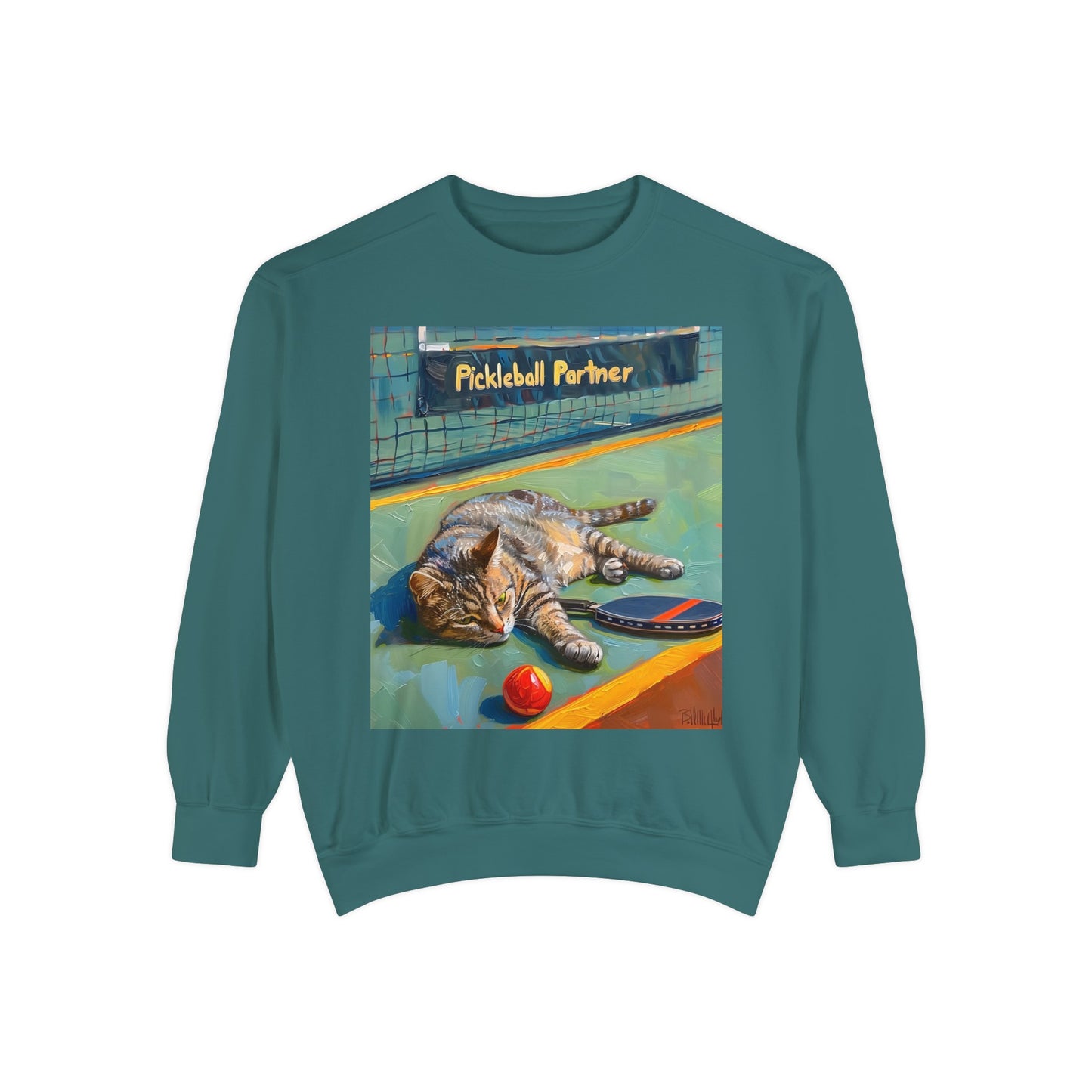 Court Conqueror Cat – Unisex Cozy Pickleball Sweatshirt