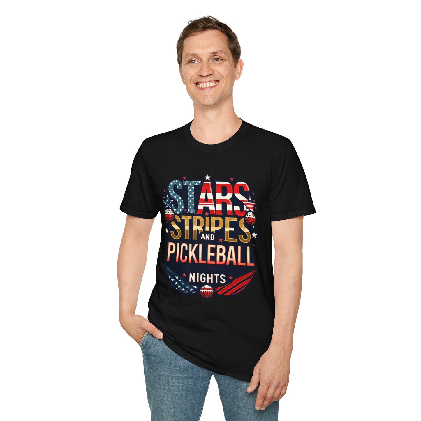 Stars, Stripes and Pickleball Nights Comfort Tee – Unisex Soft-Style