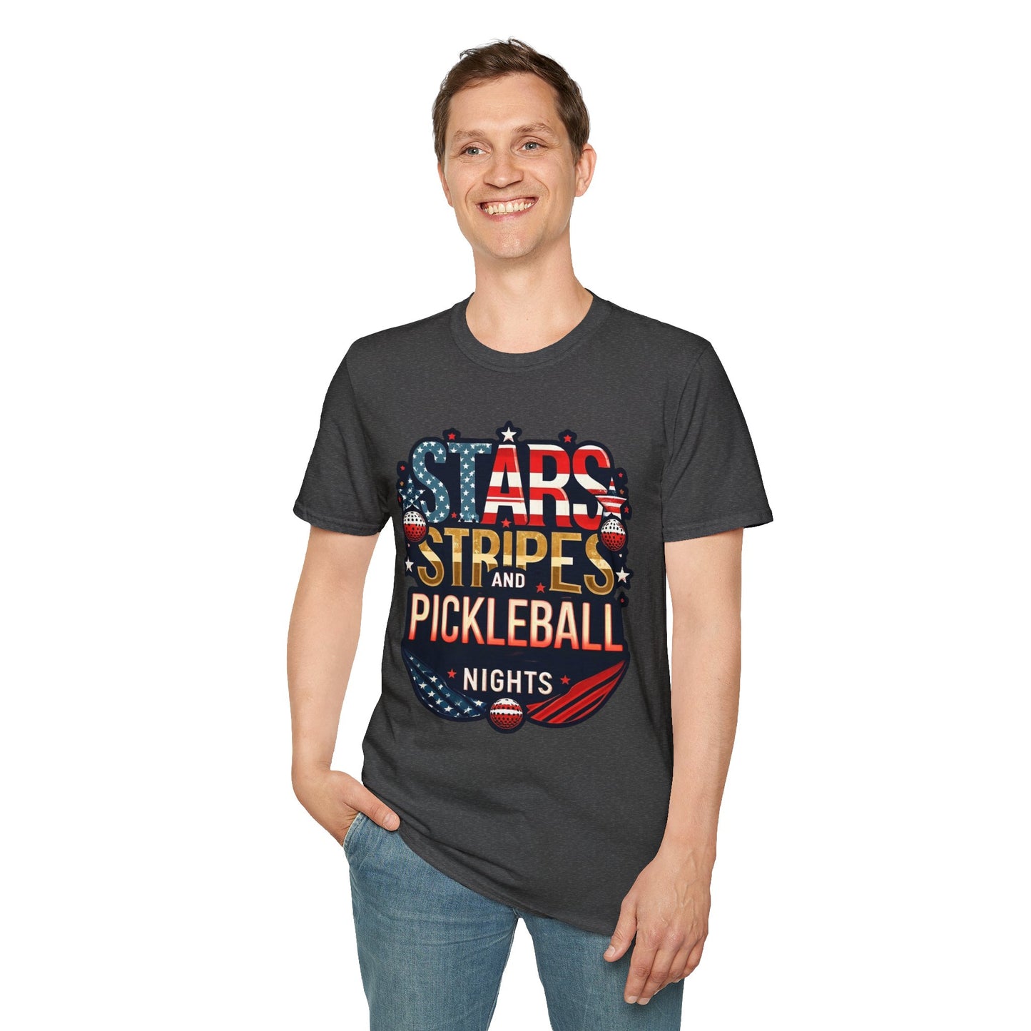 Stars, Stripes and Pickleball Nights Comfort Tee – Unisex Soft-Style