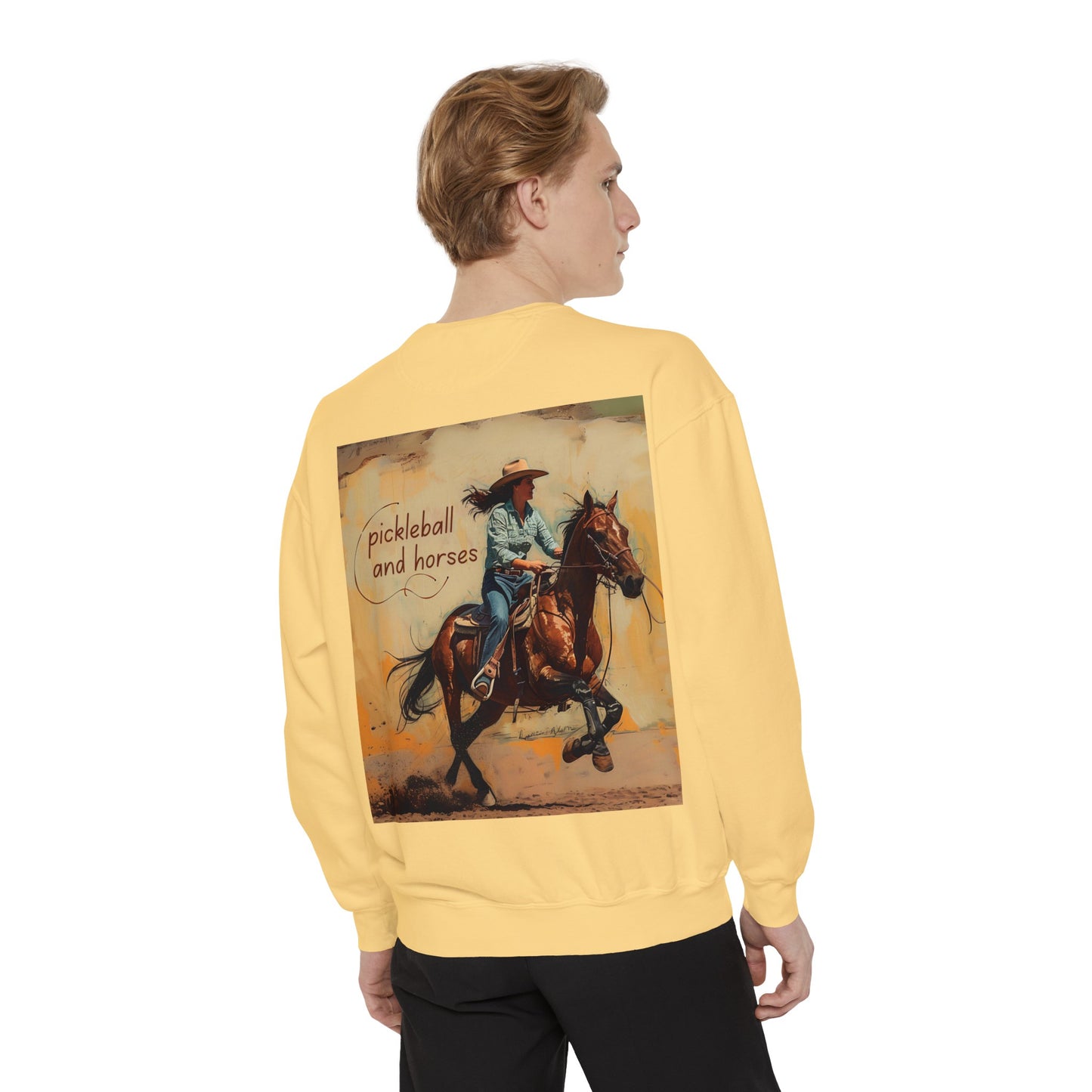Classic Pickleball and Horses – Unisex Cozy Pickleball Sweatshirt