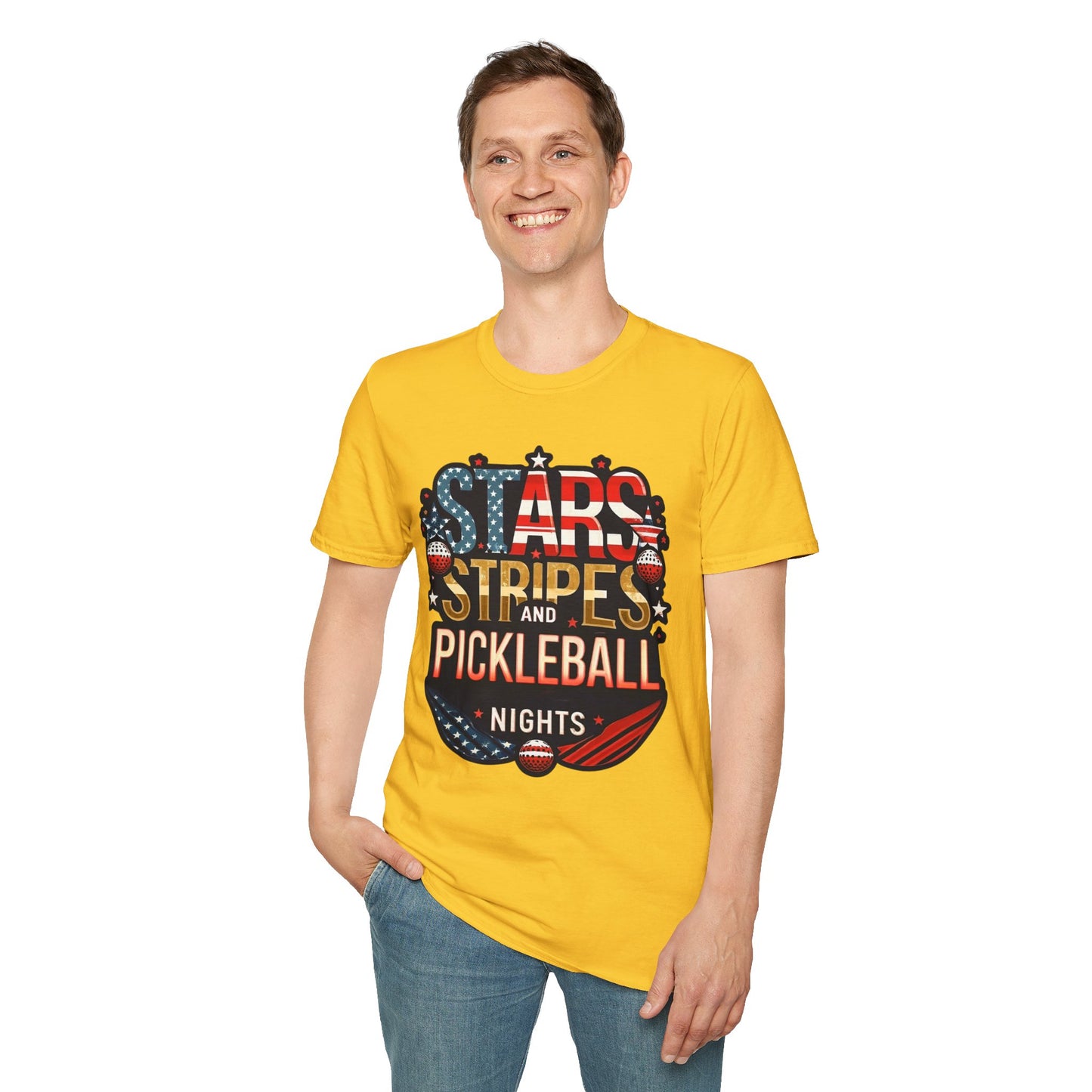 Stars, Stripes and Pickleball Nights Comfort Tee – Unisex Soft-Style