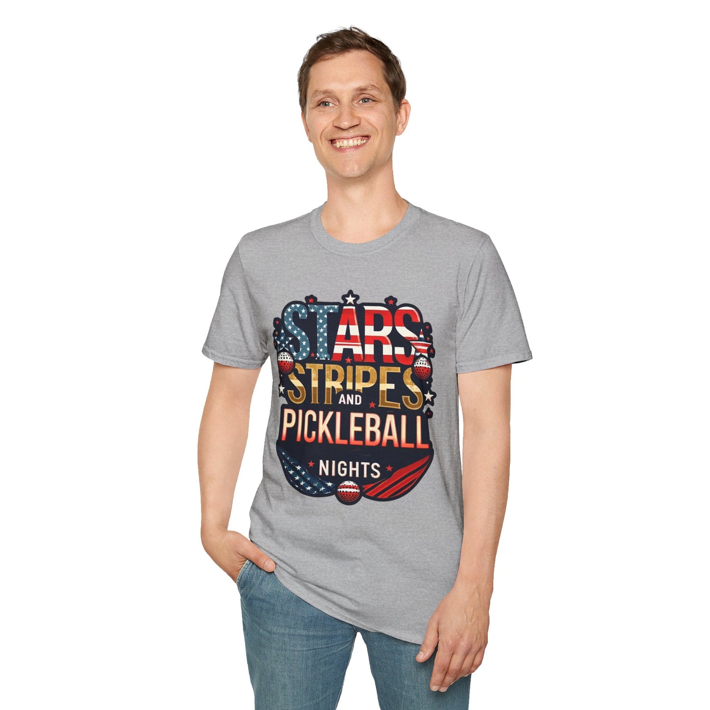 Stars, Stripes and Pickleball Nights Comfort Tee – Unisex Soft-Style