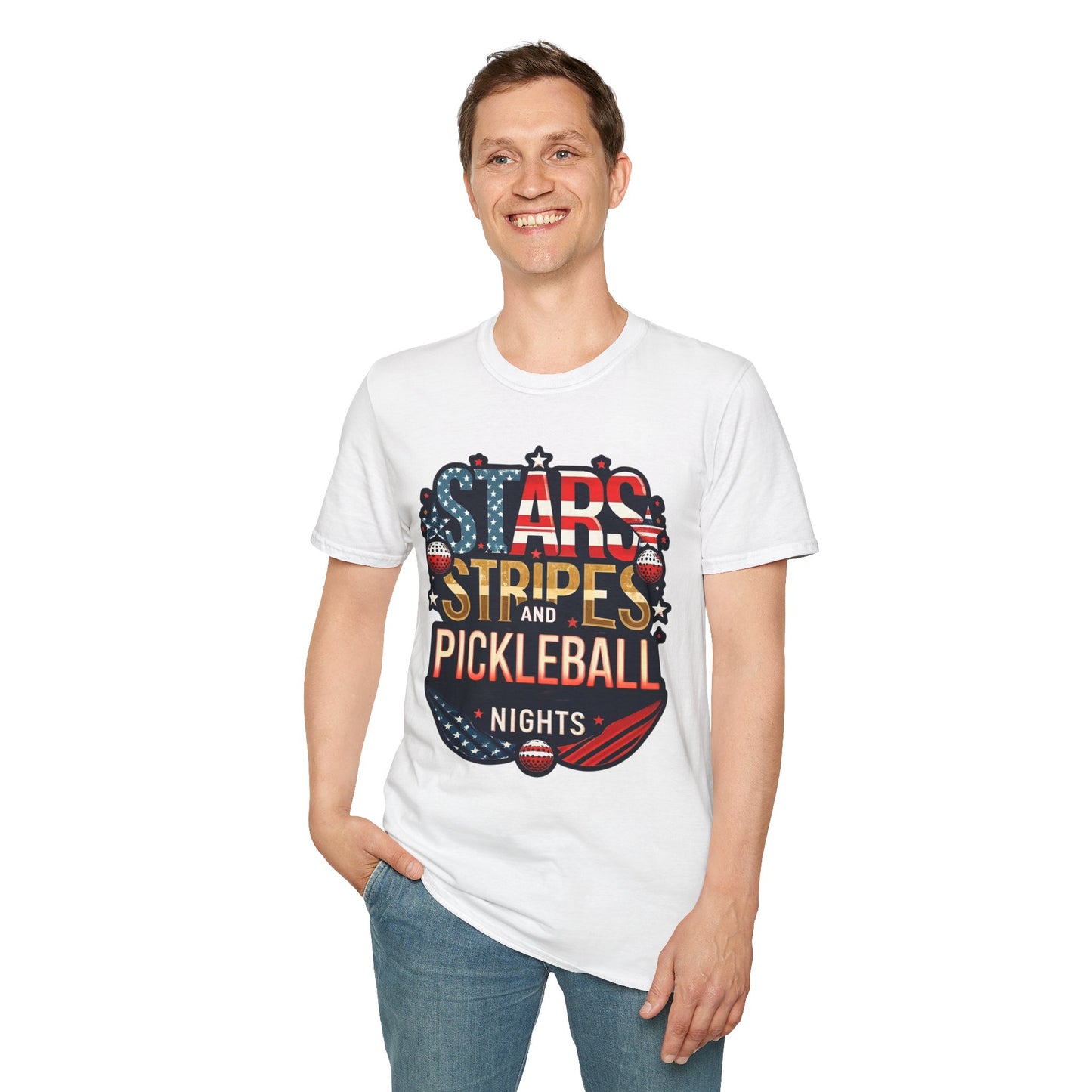 Stars, Stripes and Pickleball Nights Comfort Tee – Unisex Soft-Style