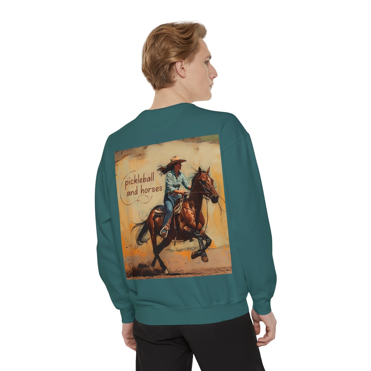 Classic Pickleball and Horses – Unisex Cozy Pickleball Sweatshirt