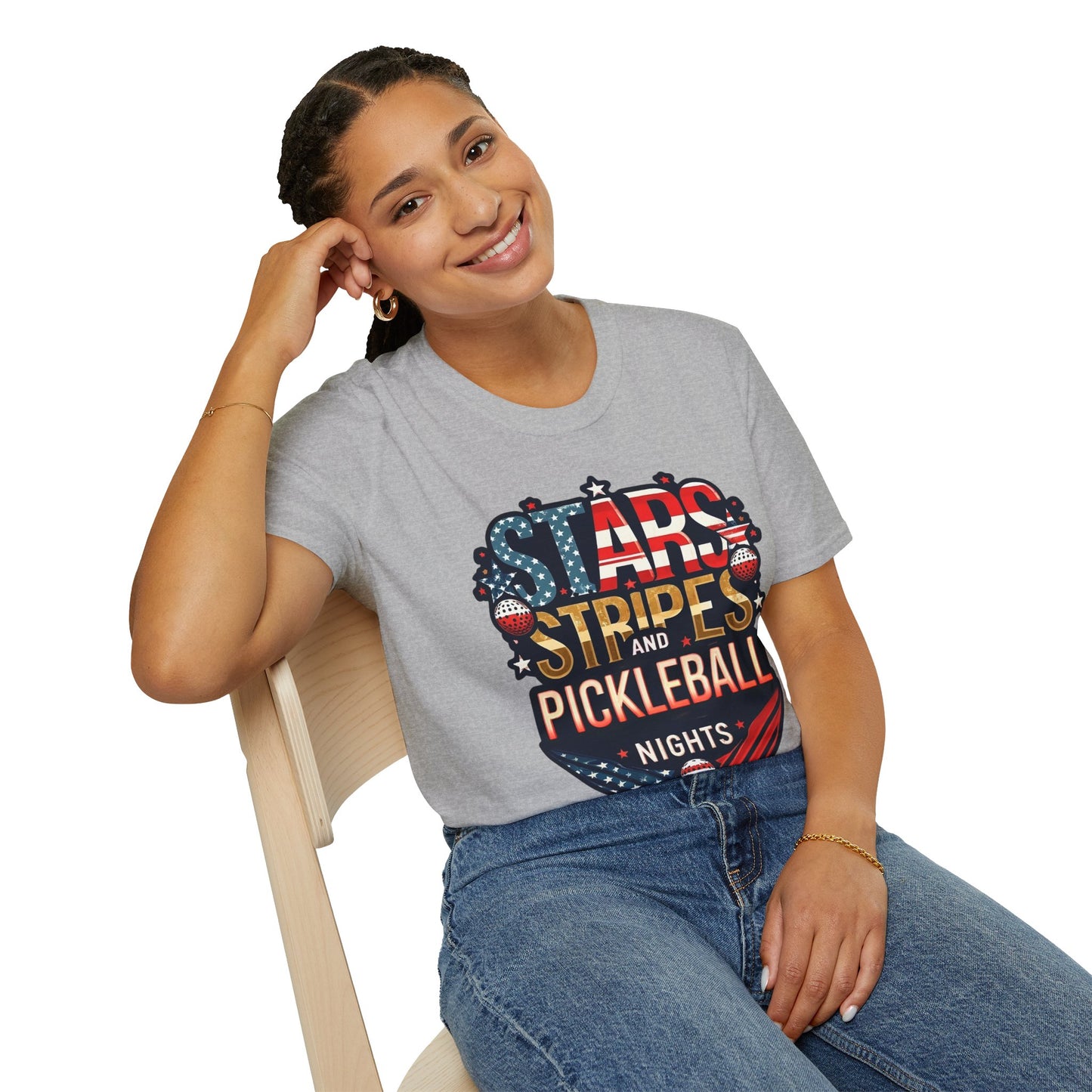 Stars, Stripes and Pickleball Nights Comfort Tee – Unisex Soft-Style