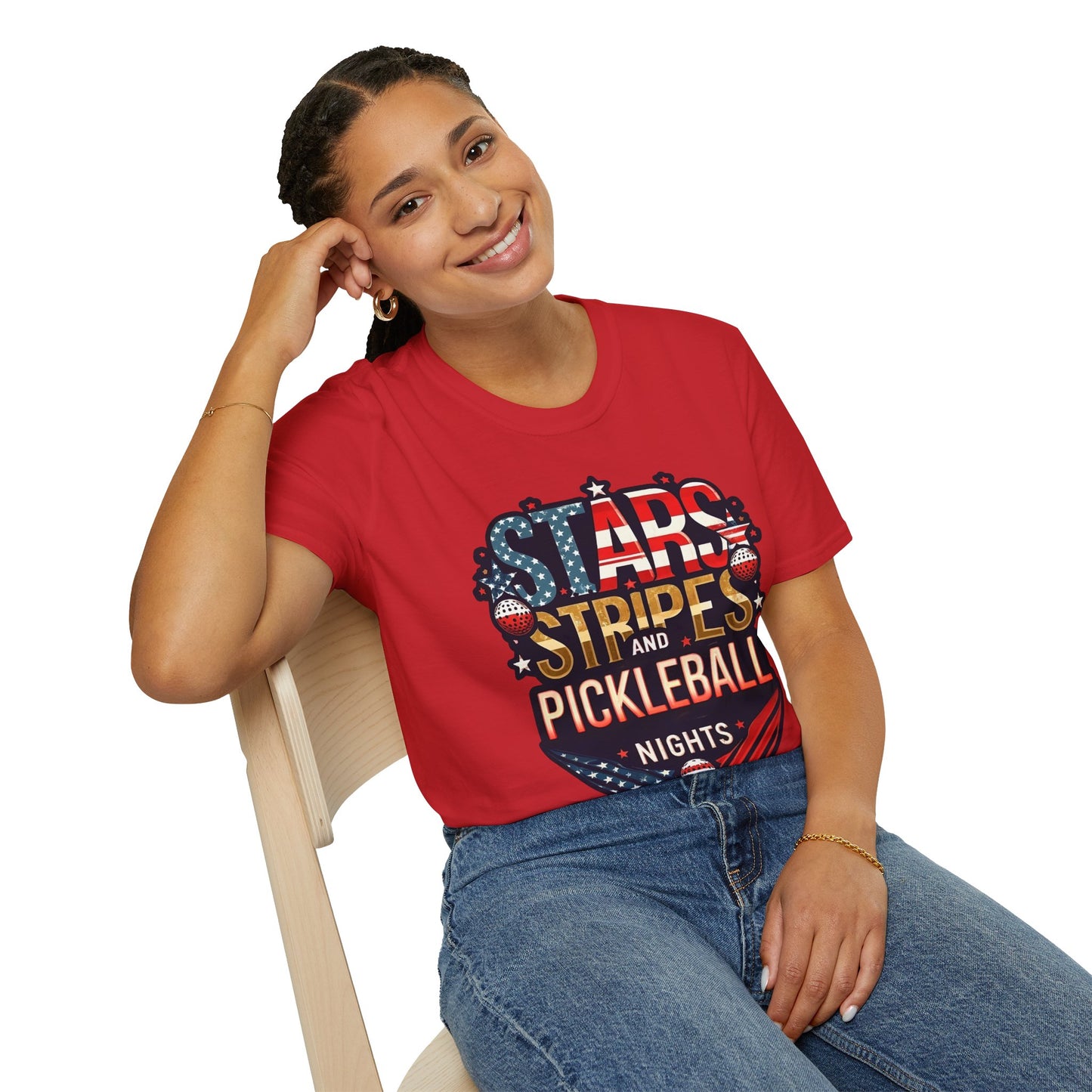 Stars, Stripes and Pickleball Nights Comfort Tee – Unisex Soft-Style
