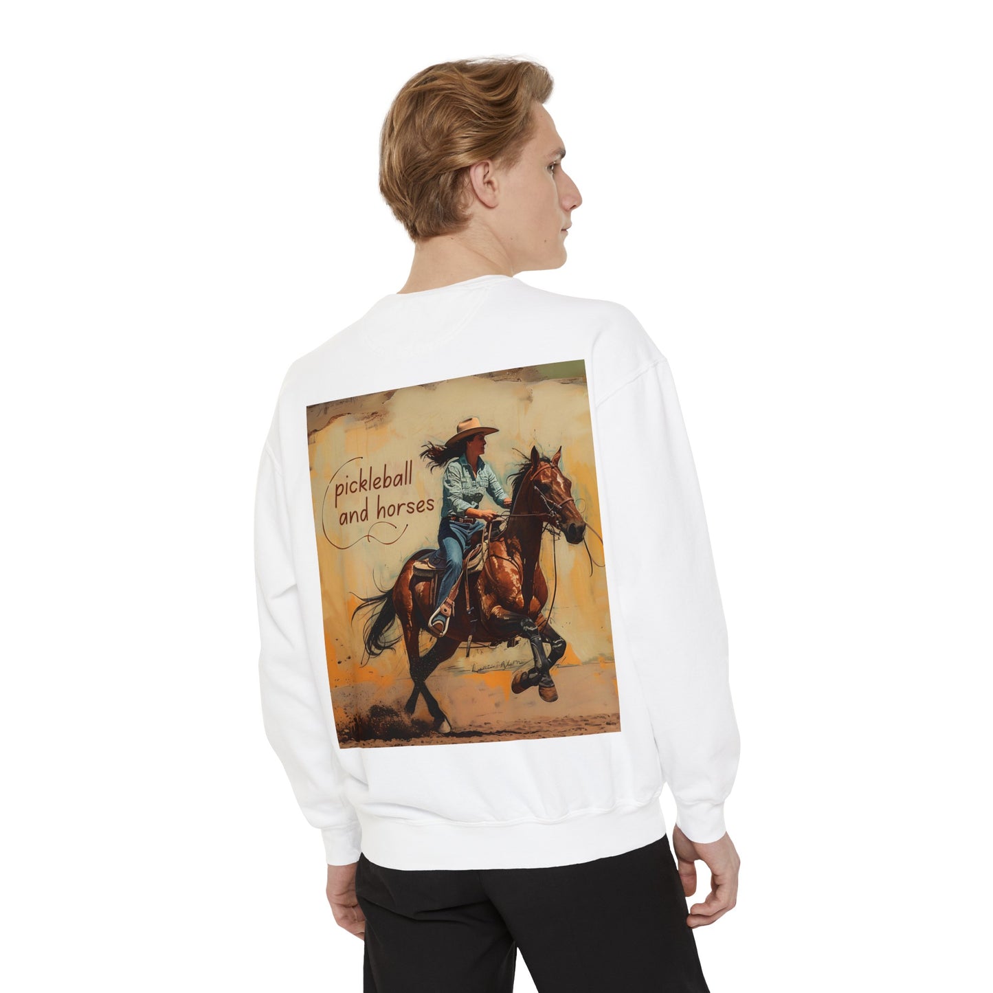 Classic Pickleball and Horses – Unisex Cozy Pickleball Sweatshirt