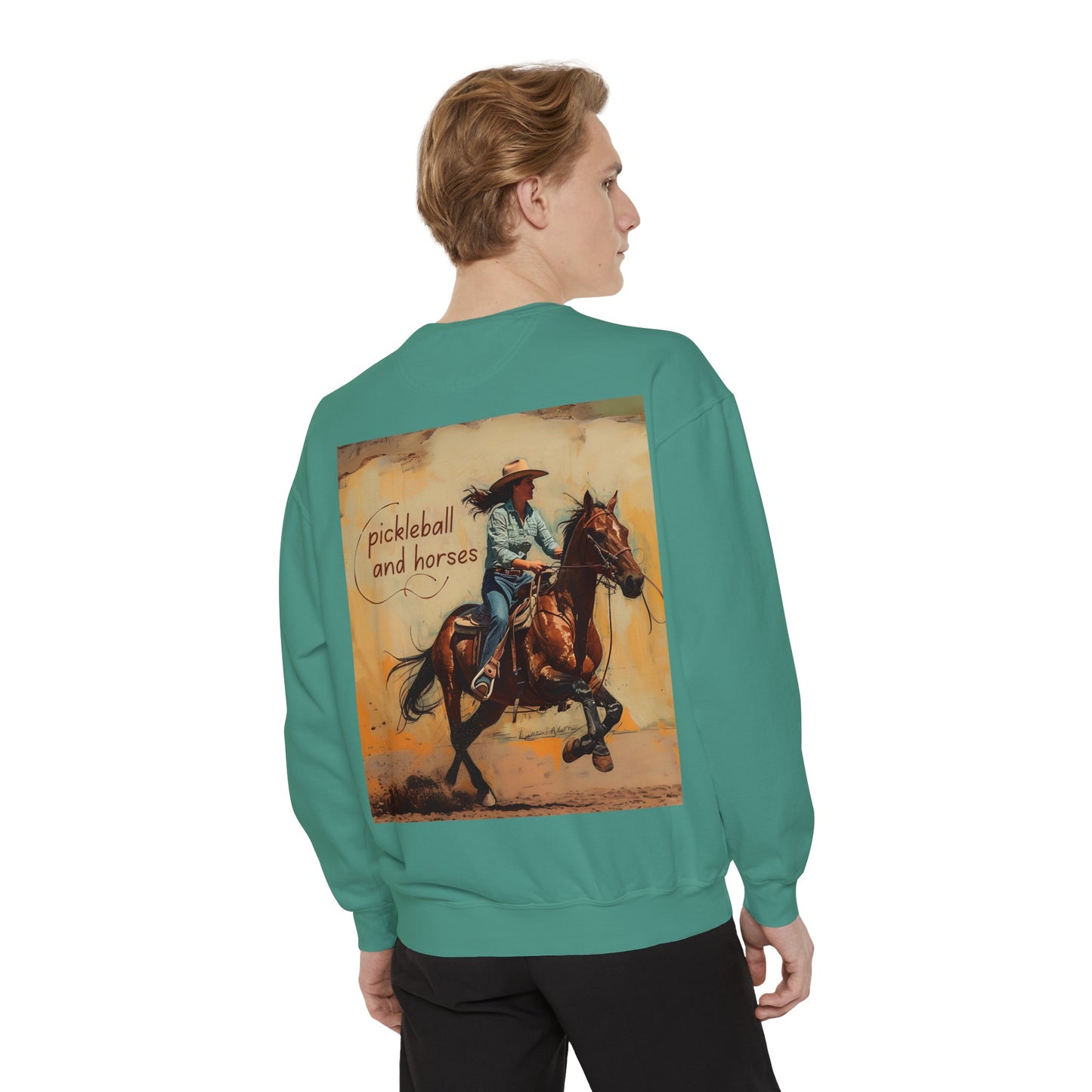 Classic Pickleball and Horses – Unisex Cozy Pickleball Sweatshirt