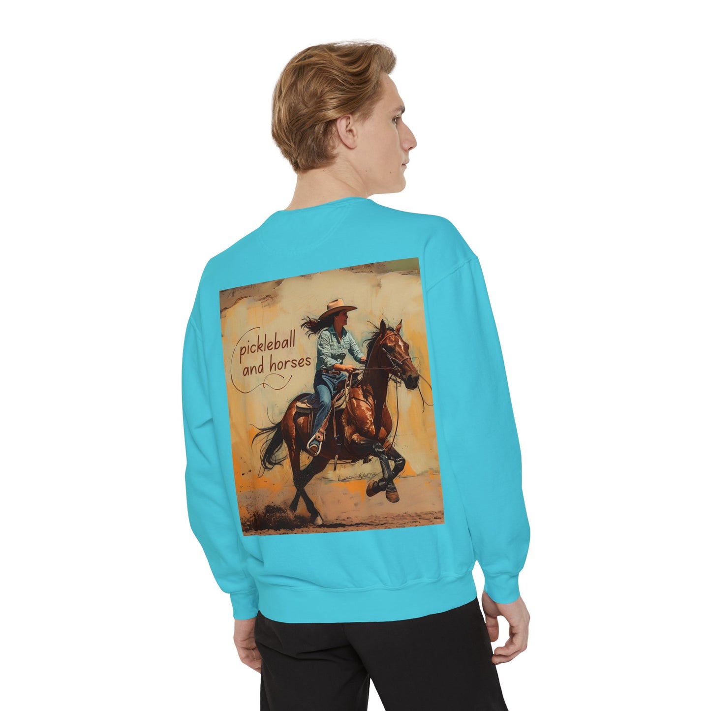 Classic Pickleball and Horses – Unisex Cozy Pickleball Sweatshirt