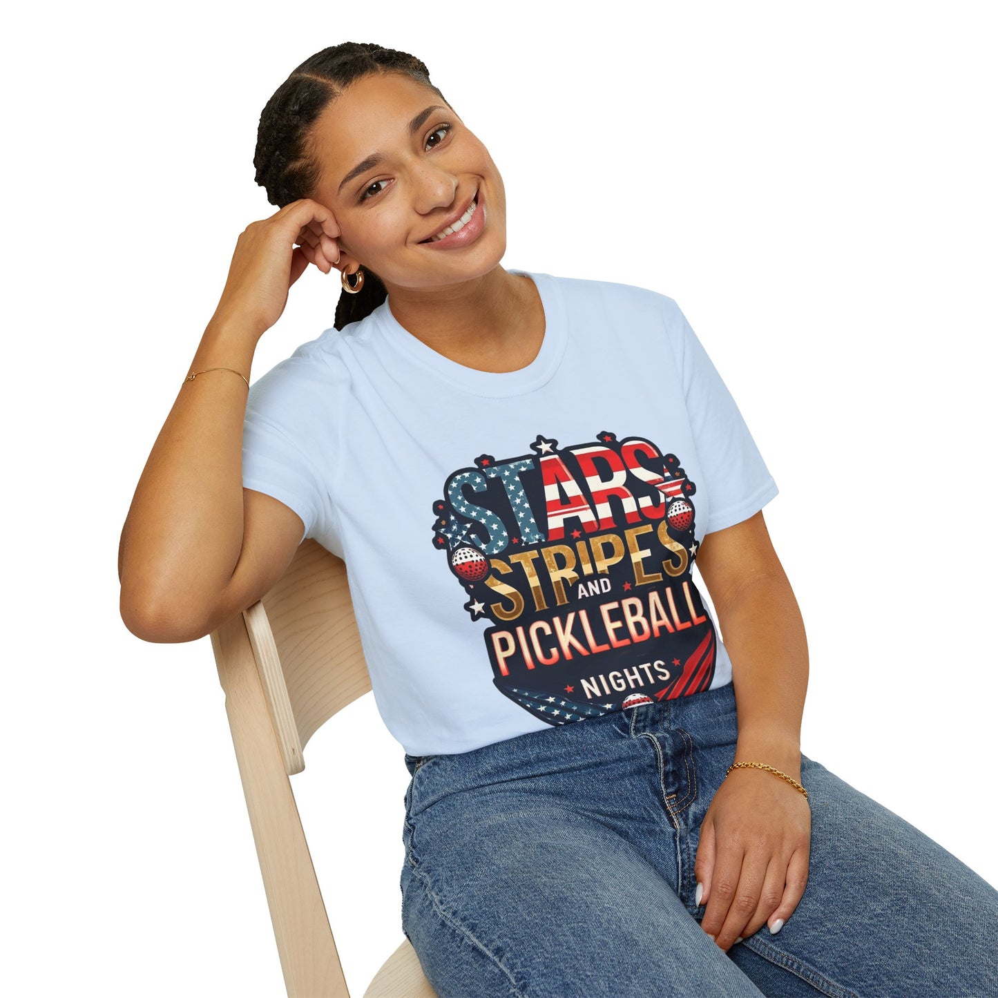 Stars, Stripes and Pickleball Nights Comfort Tee – Unisex Soft-Style