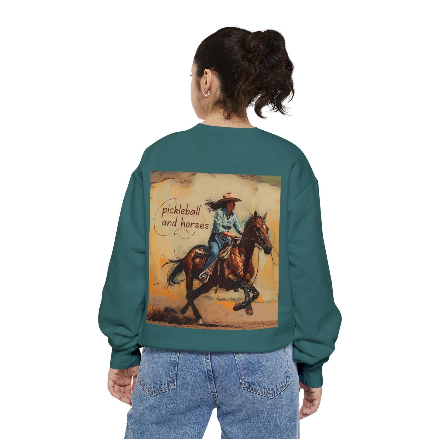 Classic Pickleball and Horses – Unisex Cozy Pickleball Sweatshirt