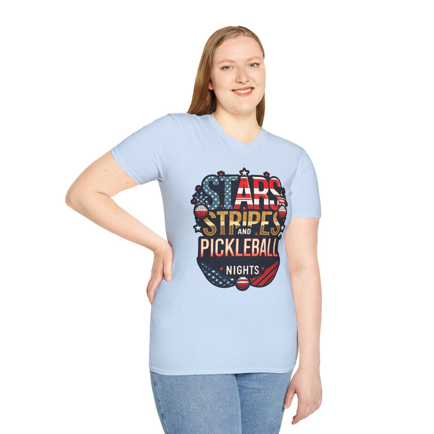 Stars, Stripes and Pickleball Nights Comfort Tee – Unisex Soft-Style