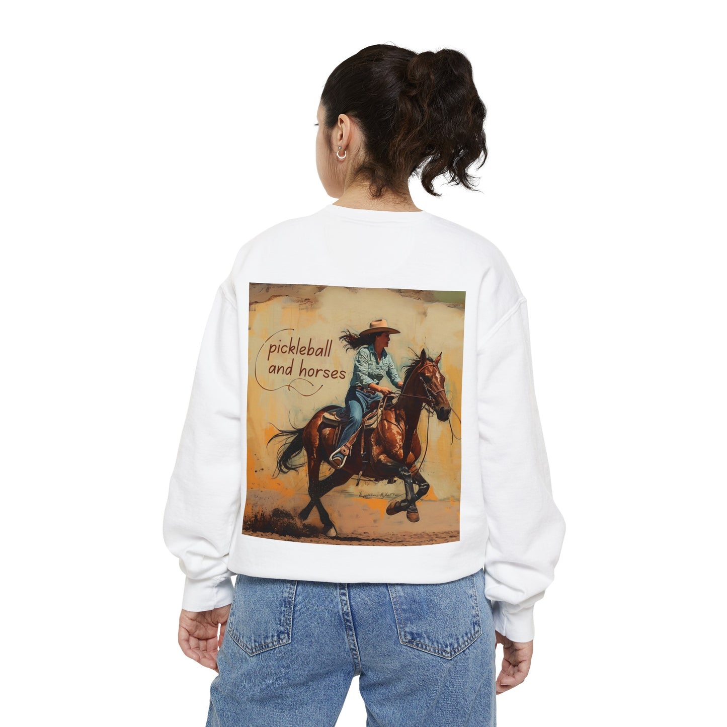 Classic Pickleball and Horses – Unisex Cozy Pickleball Sweatshirt