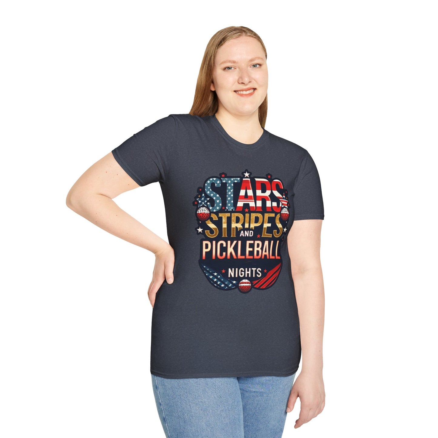 Stars, Stripes and Pickleball Nights Comfort Tee – Unisex Soft-Style