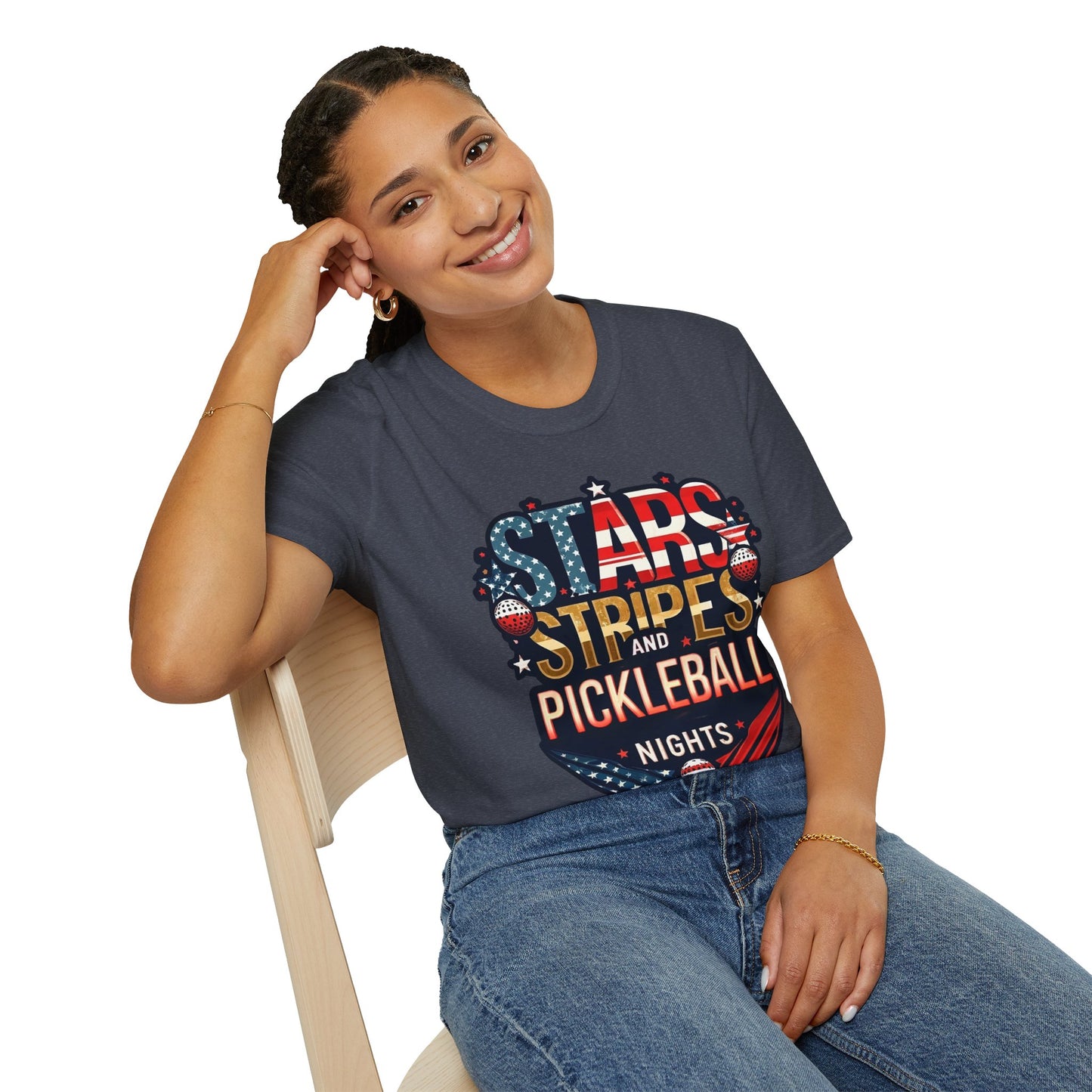 Stars, Stripes and Pickleball Nights Comfort Tee – Unisex Soft-Style