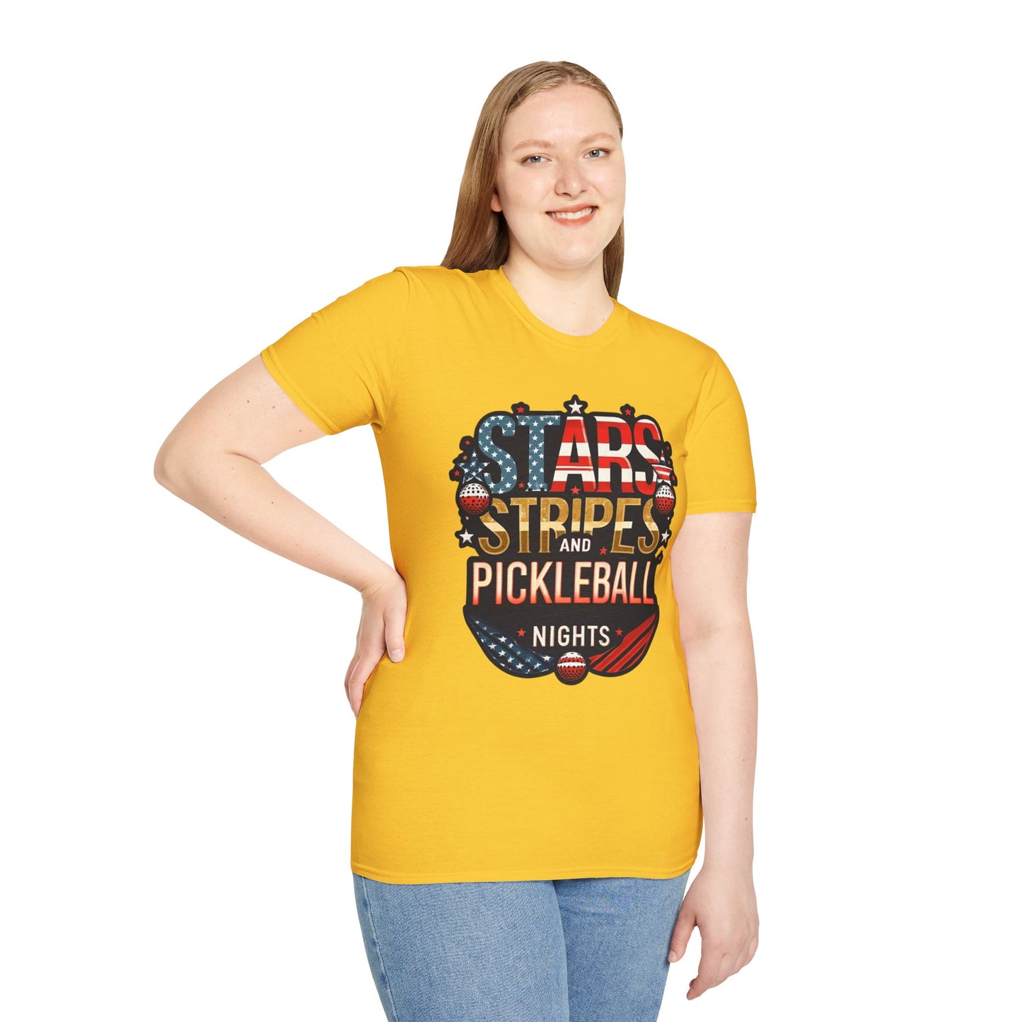 Stars, Stripes and Pickleball Nights Comfort Tee – Unisex Soft-Style