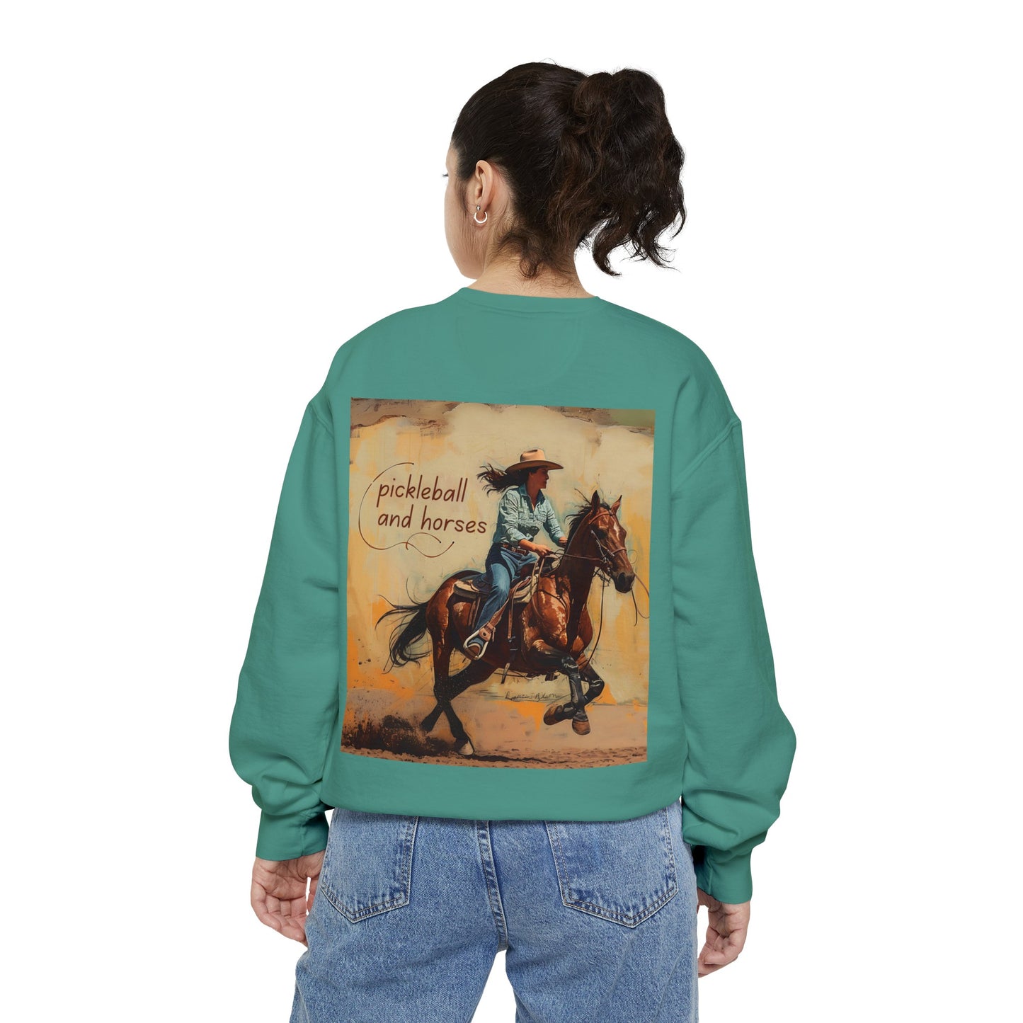 Classic Pickleball and Horses – Unisex Cozy Pickleball Sweatshirt