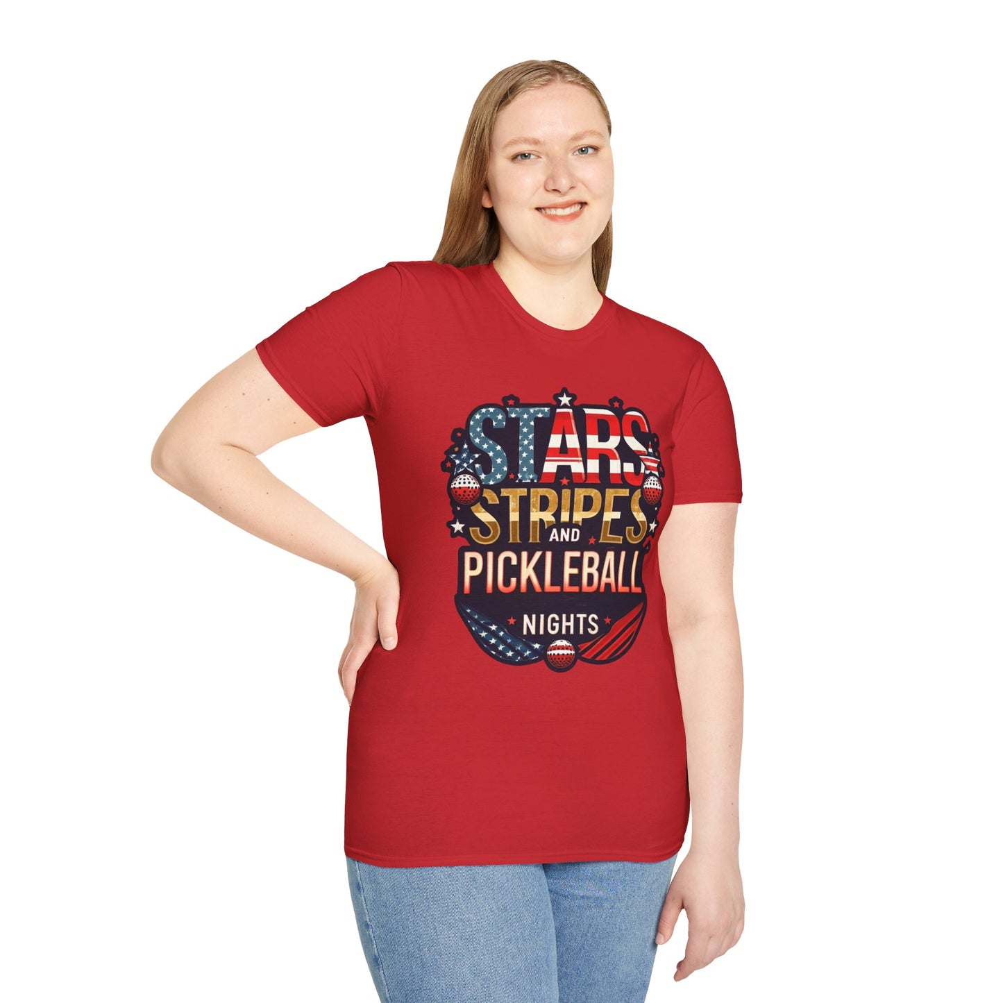 Stars, Stripes and Pickleball Nights Comfort Tee – Unisex Soft-Style
