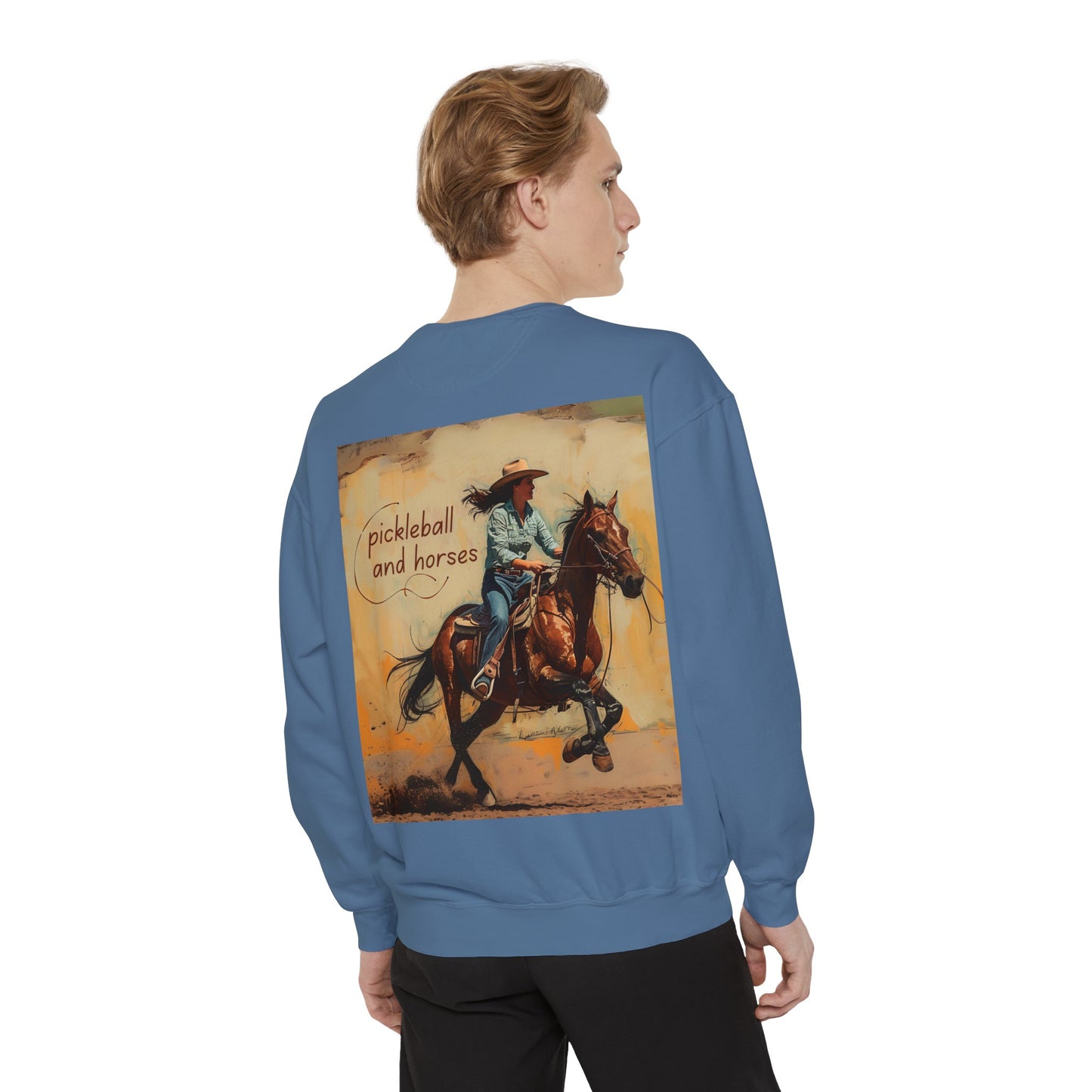 Classic Pickleball and Horses – Unisex Cozy Pickleball Sweatshirt