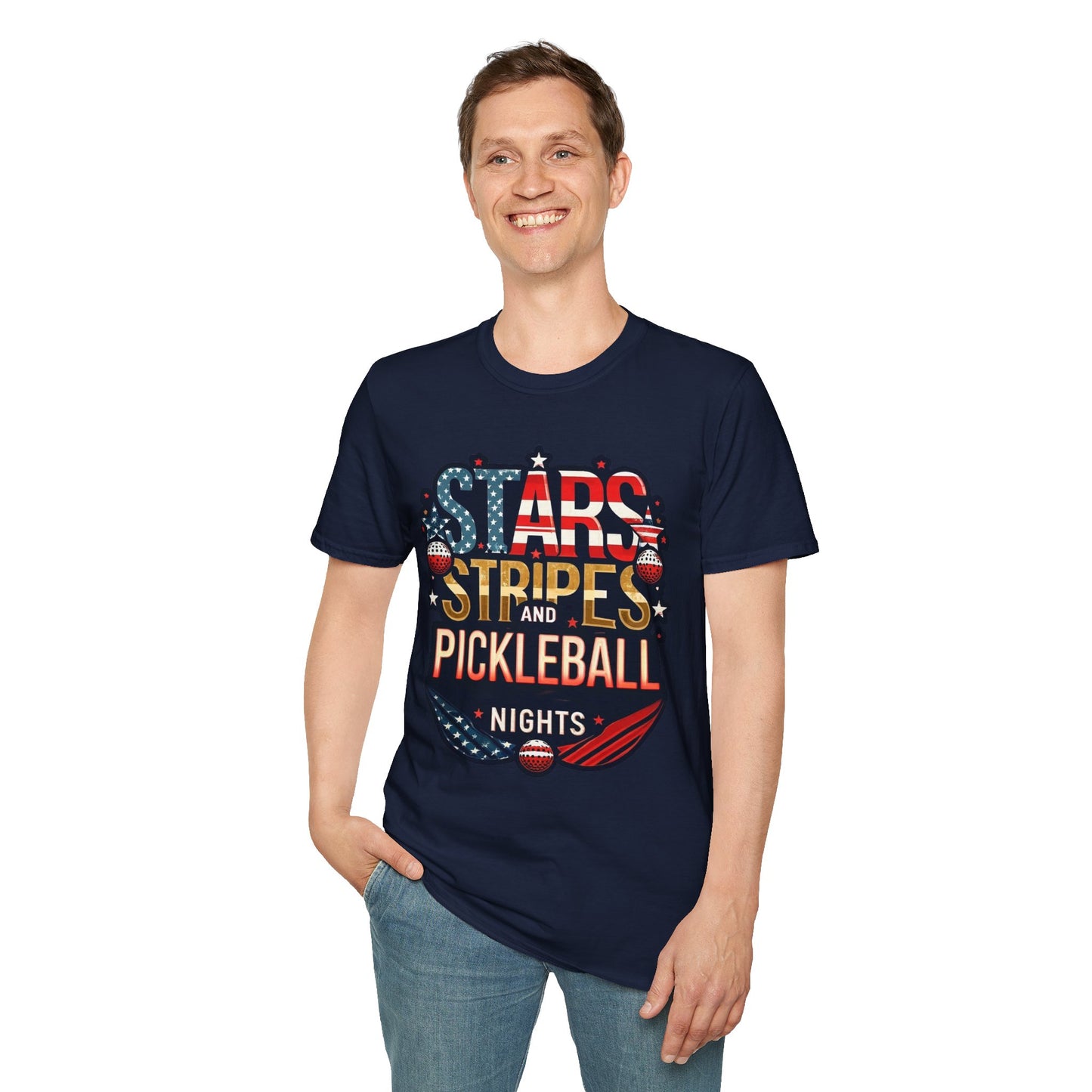 Stars, Stripes and Pickleball Nights Comfort Tee – Unisex Soft-Style