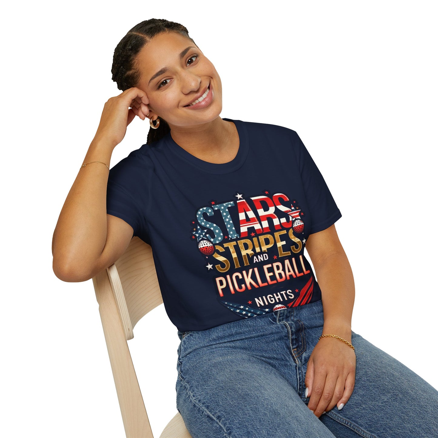 Stars, Stripes and Pickleball Nights Comfort Tee – Unisex Soft-Style