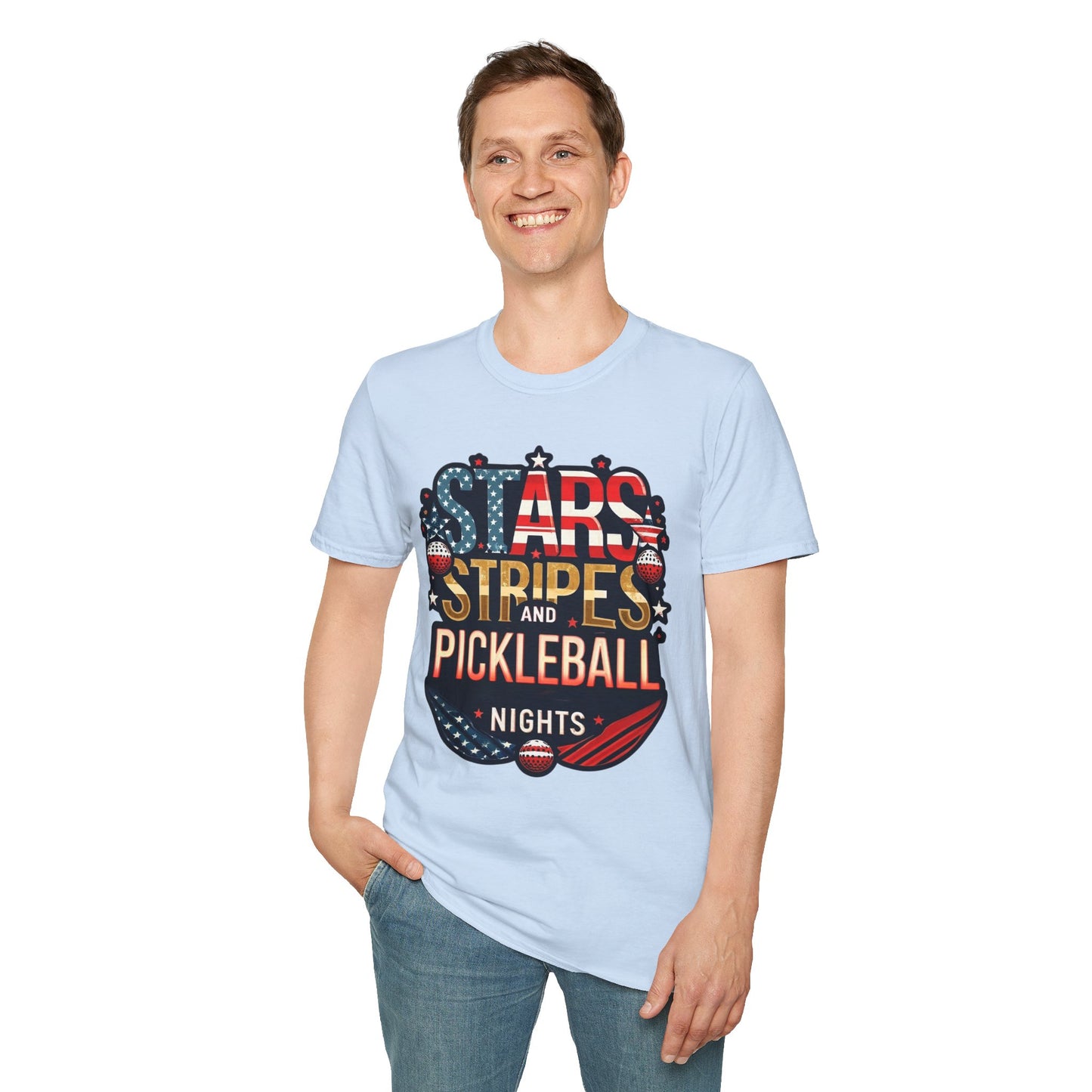 Stars, Stripes and Pickleball Nights Comfort Tee – Unisex Soft-Style