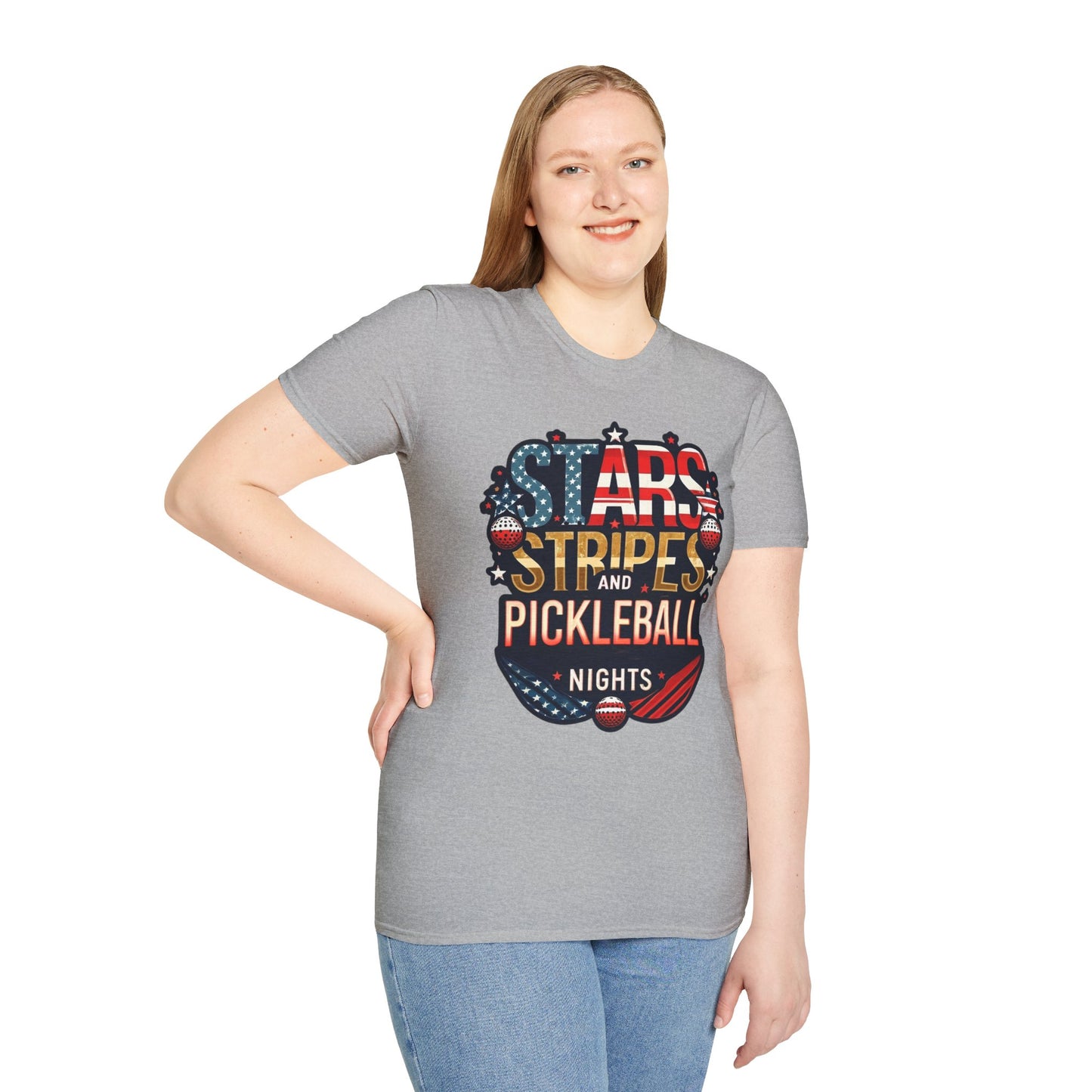 Stars, Stripes and Pickleball Nights Comfort Tee – Unisex Soft-Style