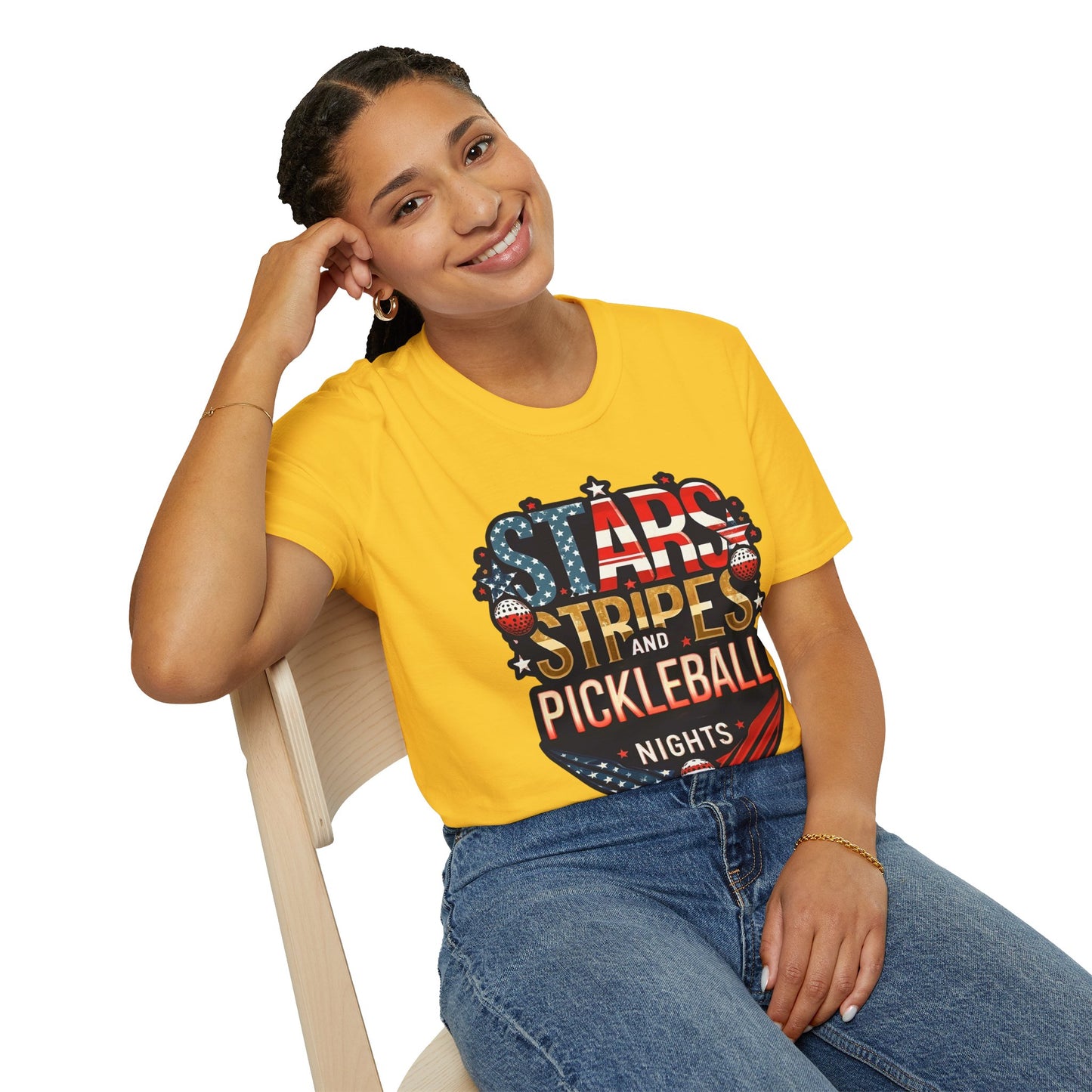 Stars, Stripes and Pickleball Nights Comfort Tee – Unisex Soft-Style