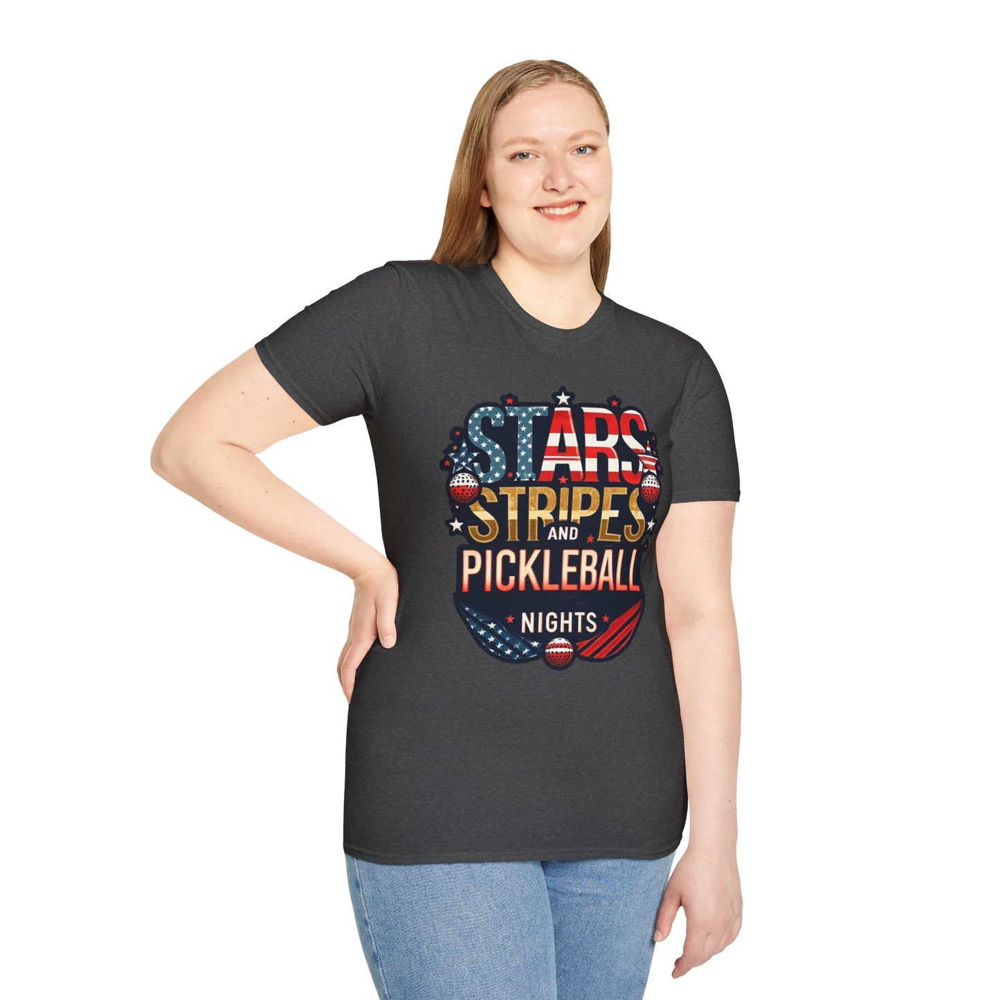 Stars, Stripes and Pickleball Nights Comfort Tee – Unisex Soft-Style