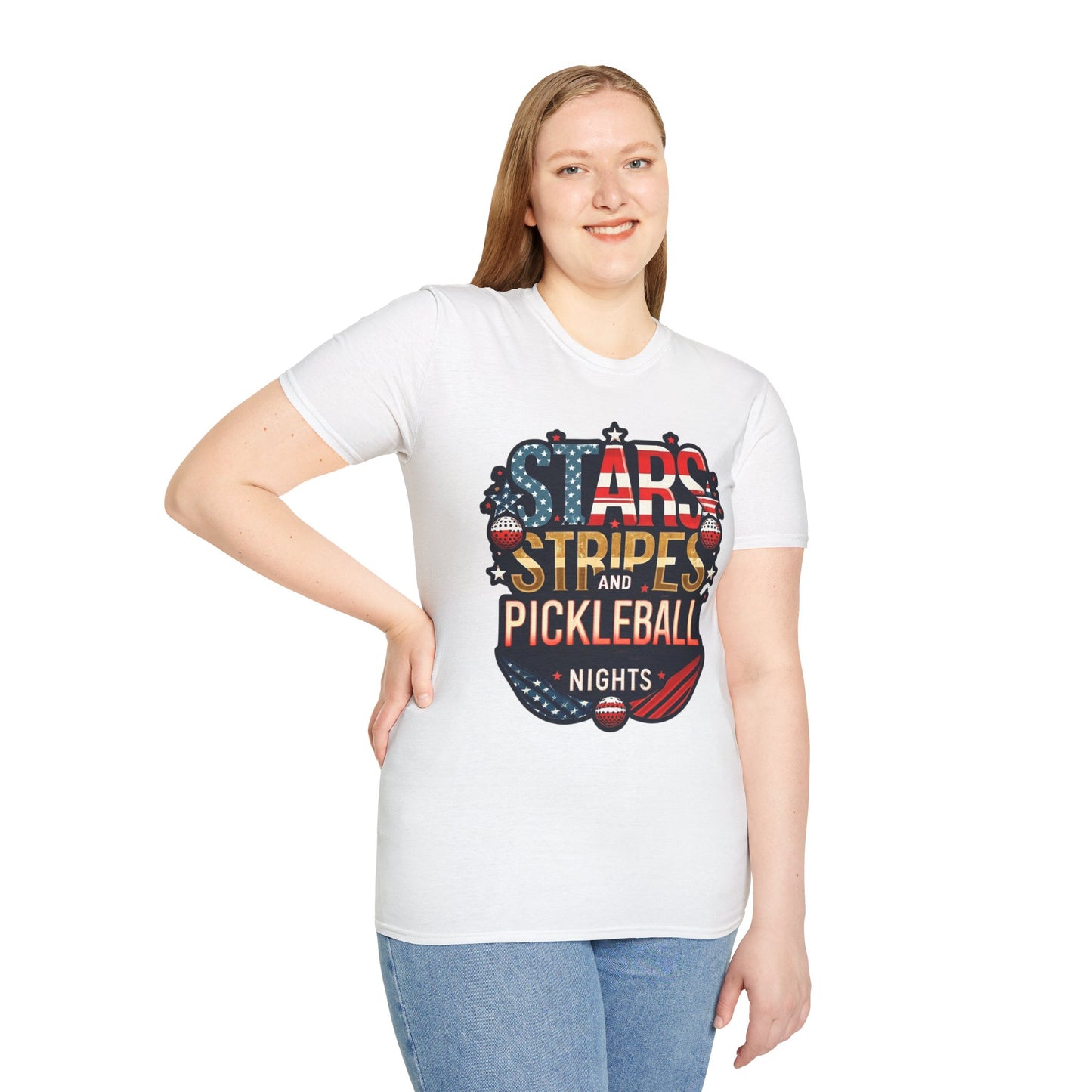 Stars, Stripes and Pickleball Nights Comfort Tee – Unisex Soft-Style
