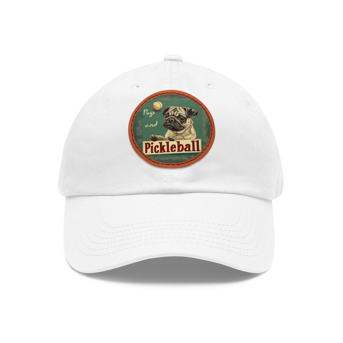 Pugs and Pickleball Leather Patch Hat