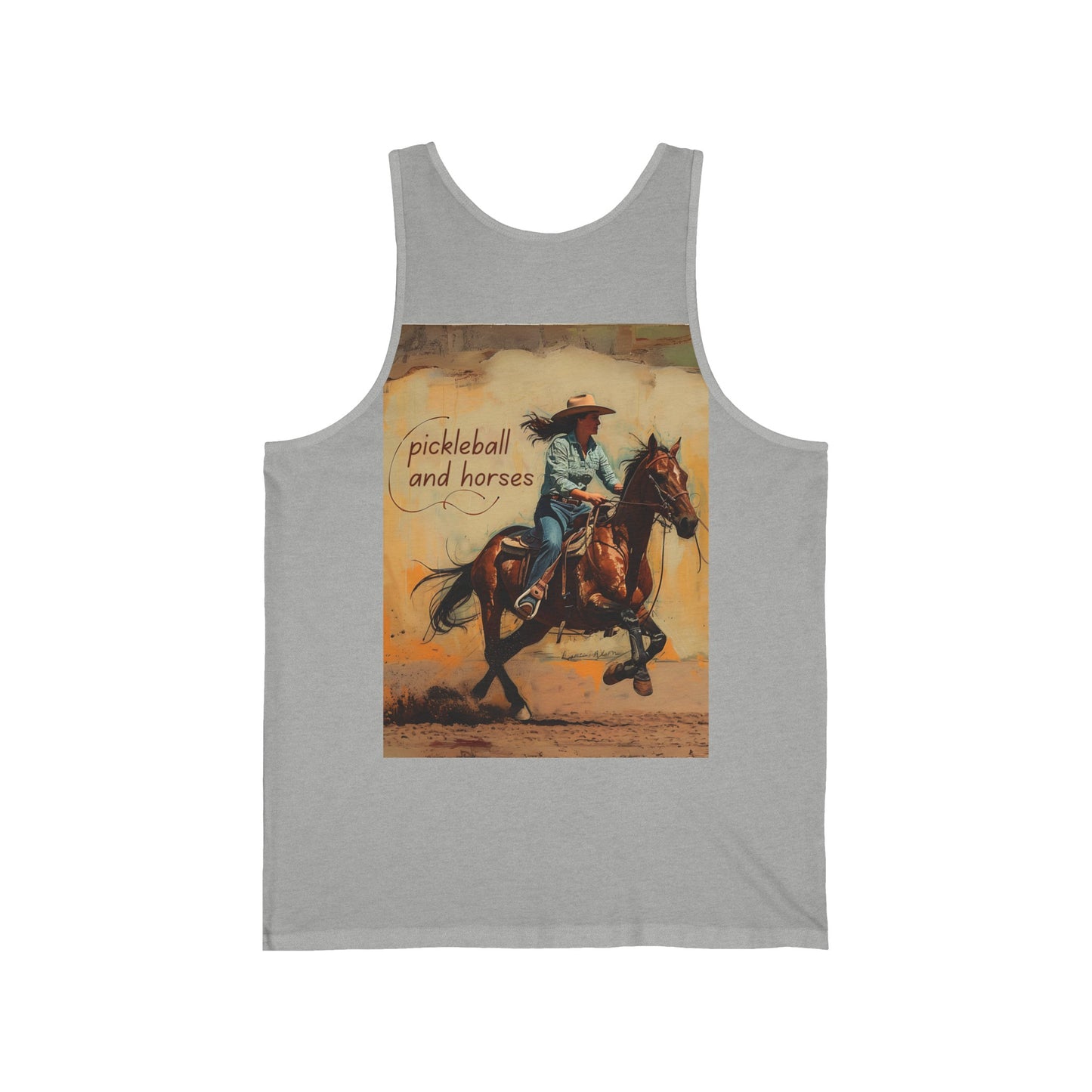 Classic Pickleball and Horses Unisex Jersey Tank