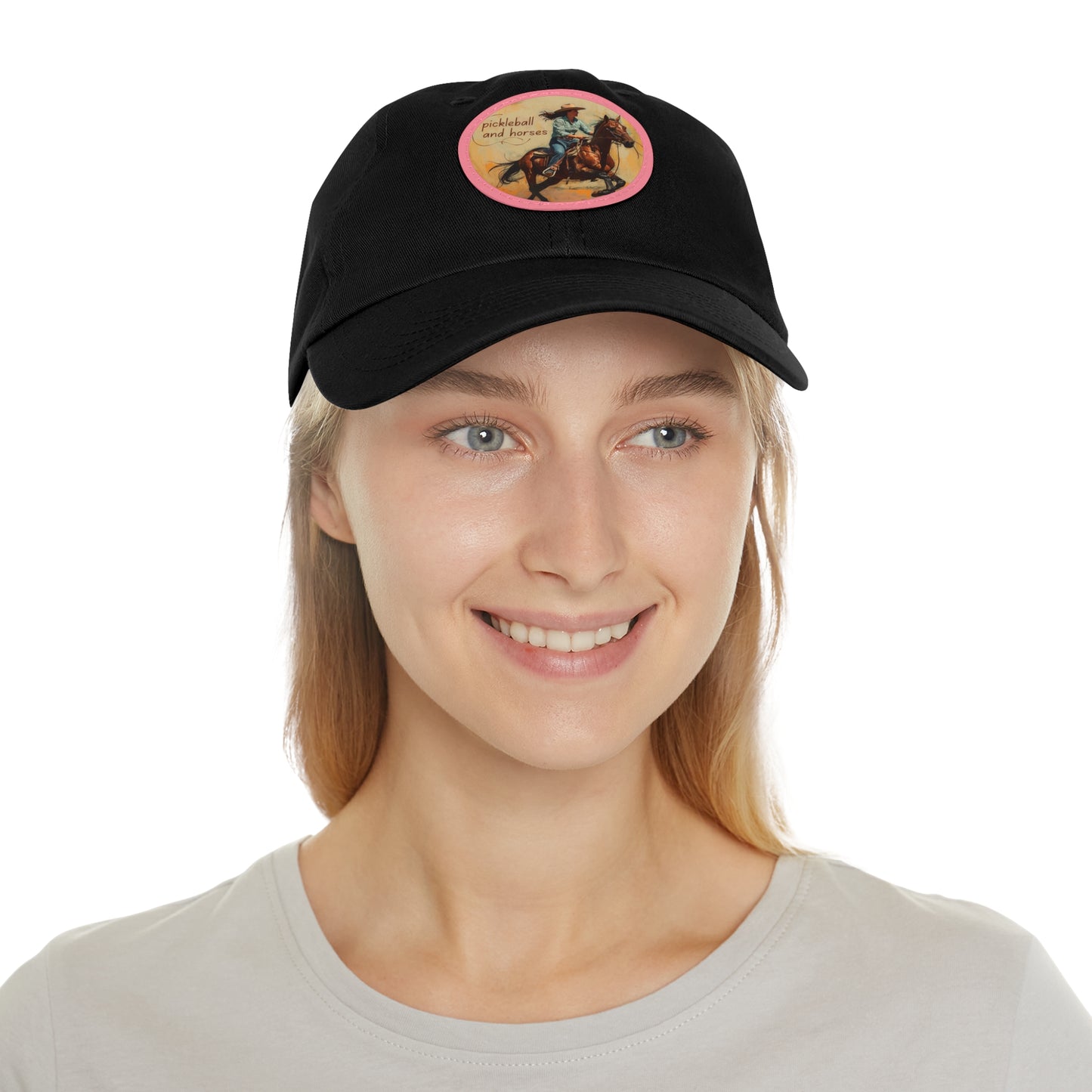 Pickleball and Horses Leather Patch Hat