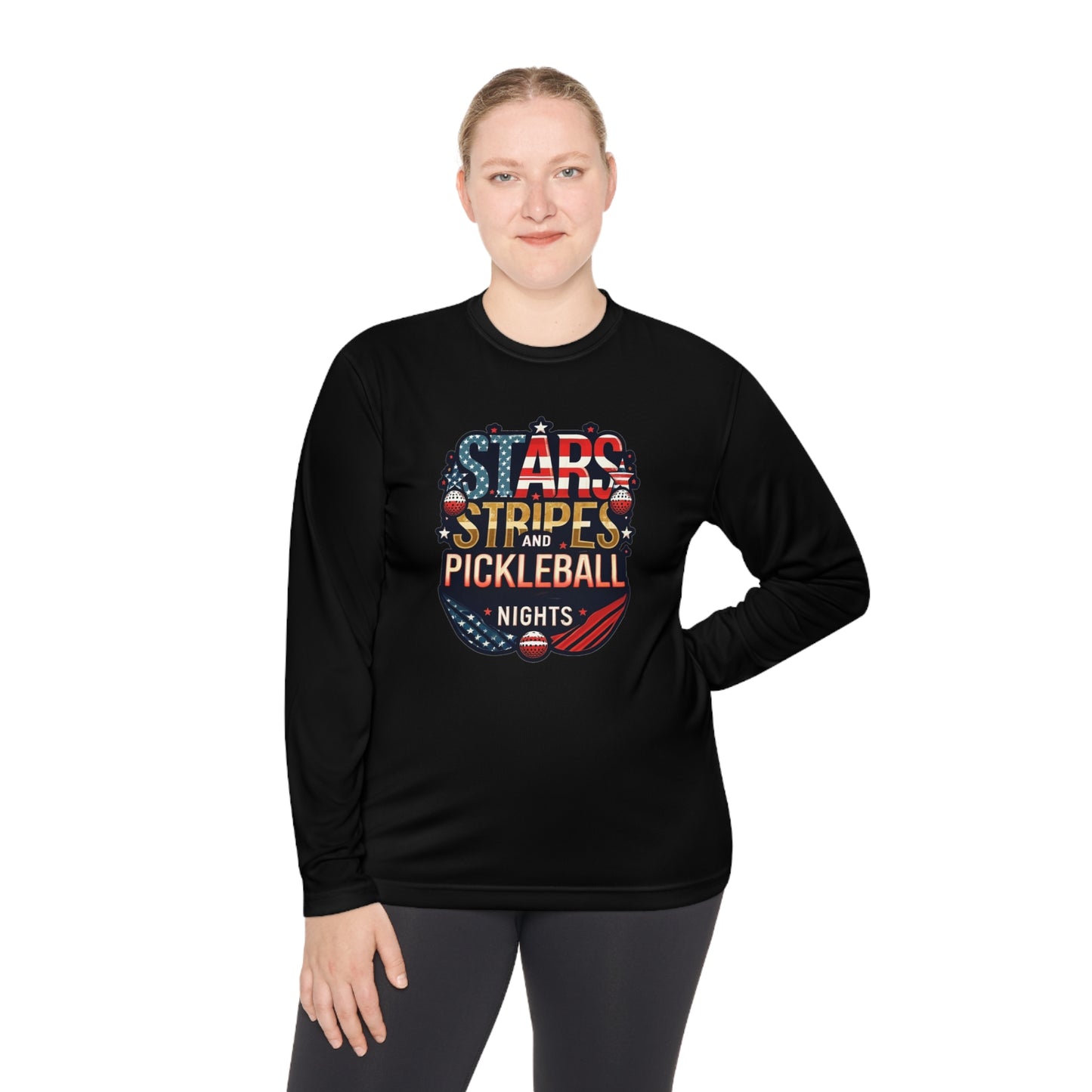 Stars, Stripes and Pickleball Nights – Unisex UV Protective Pickleball Long Sleeve Tee