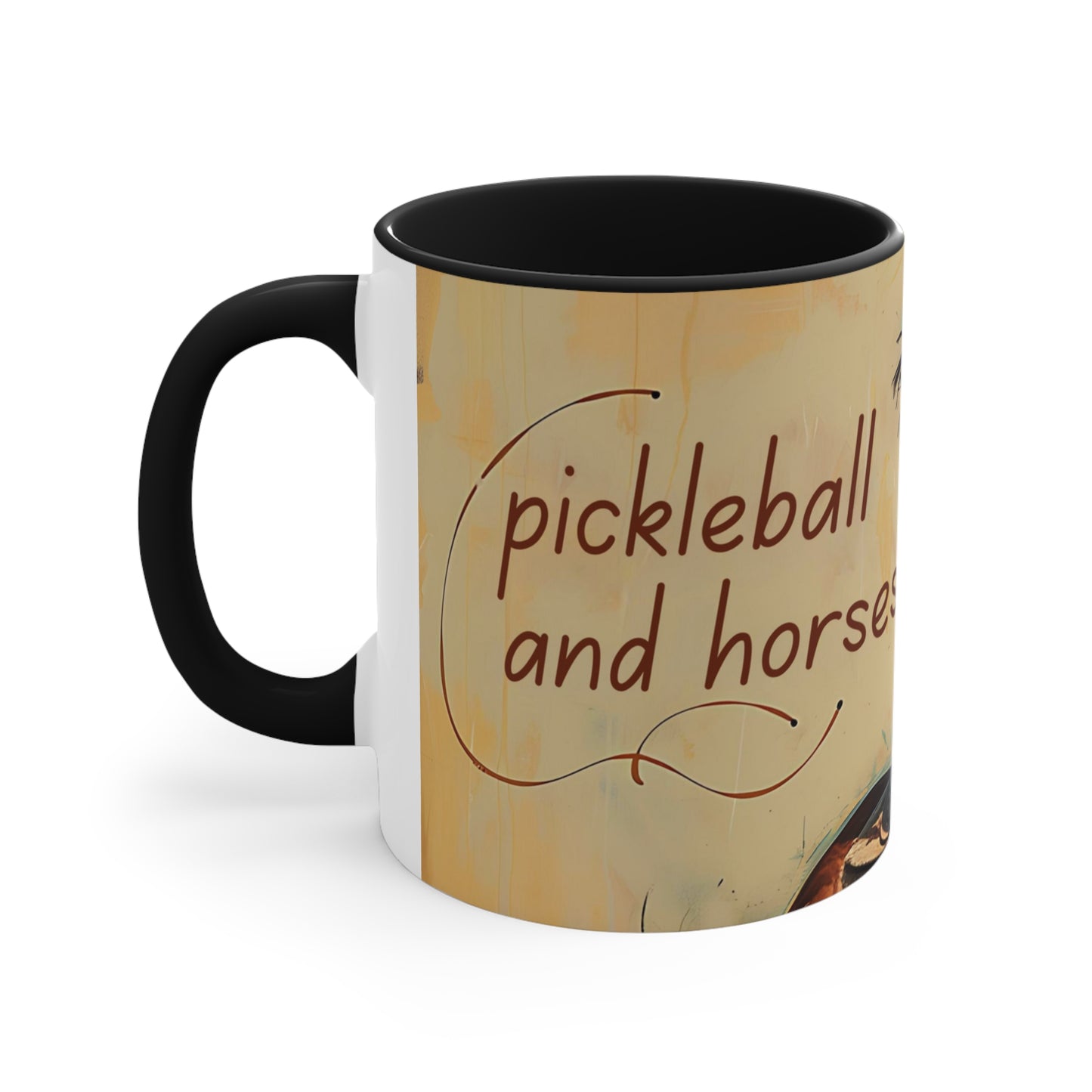 Pickleball and Horses Accent Coffee Mug