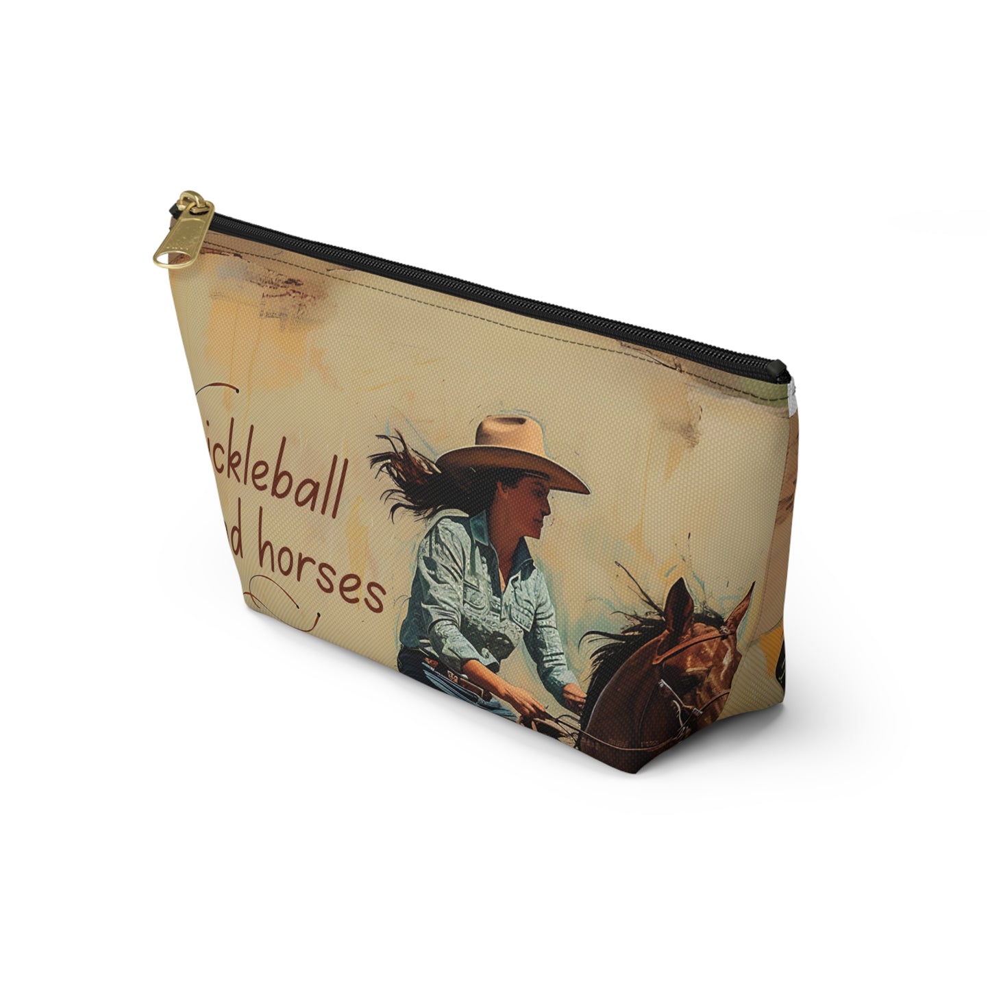 Pickleball and Horses T-Bottom Pouch