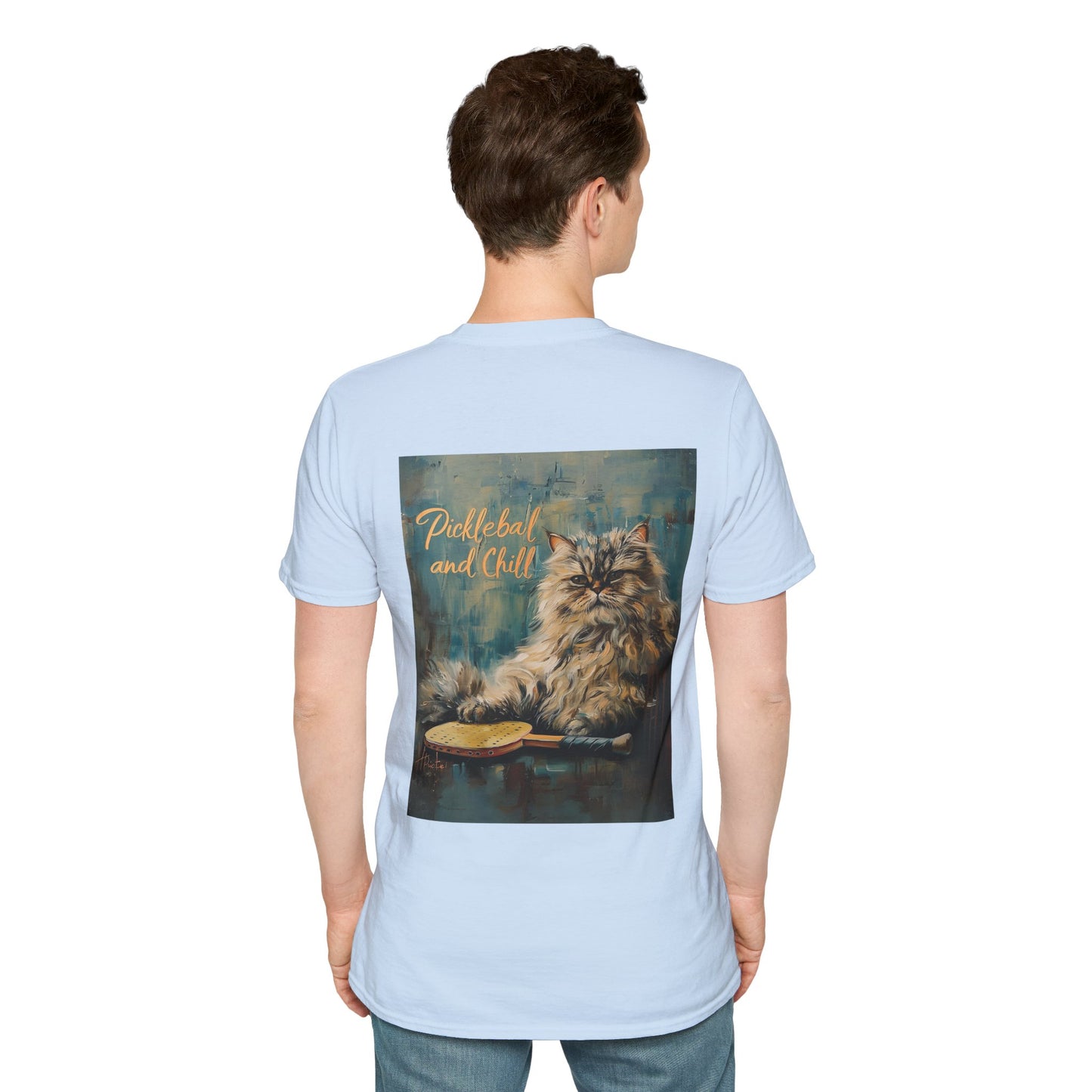 Classic Pickleball and Chill Feline Comfort Tee - Unisex Galactic Soft Touc