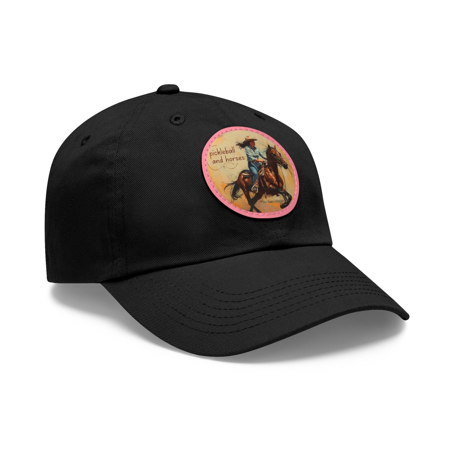 Pickleball and Horses Leather Patch Hat