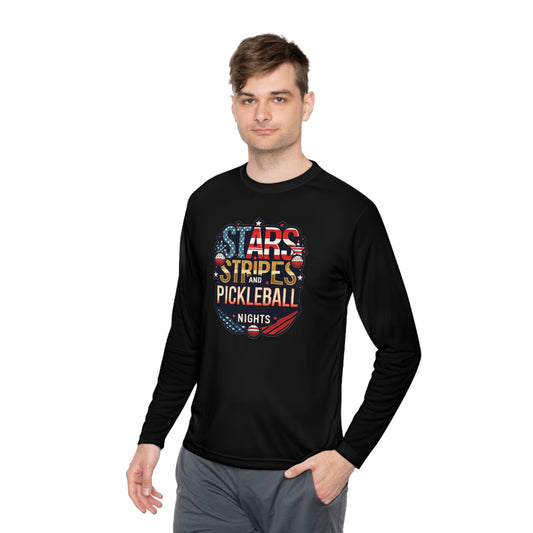 Stars, Stripes and Pickleball Nights – Unisex UV Protective Pickleball Long Sleeve Tee