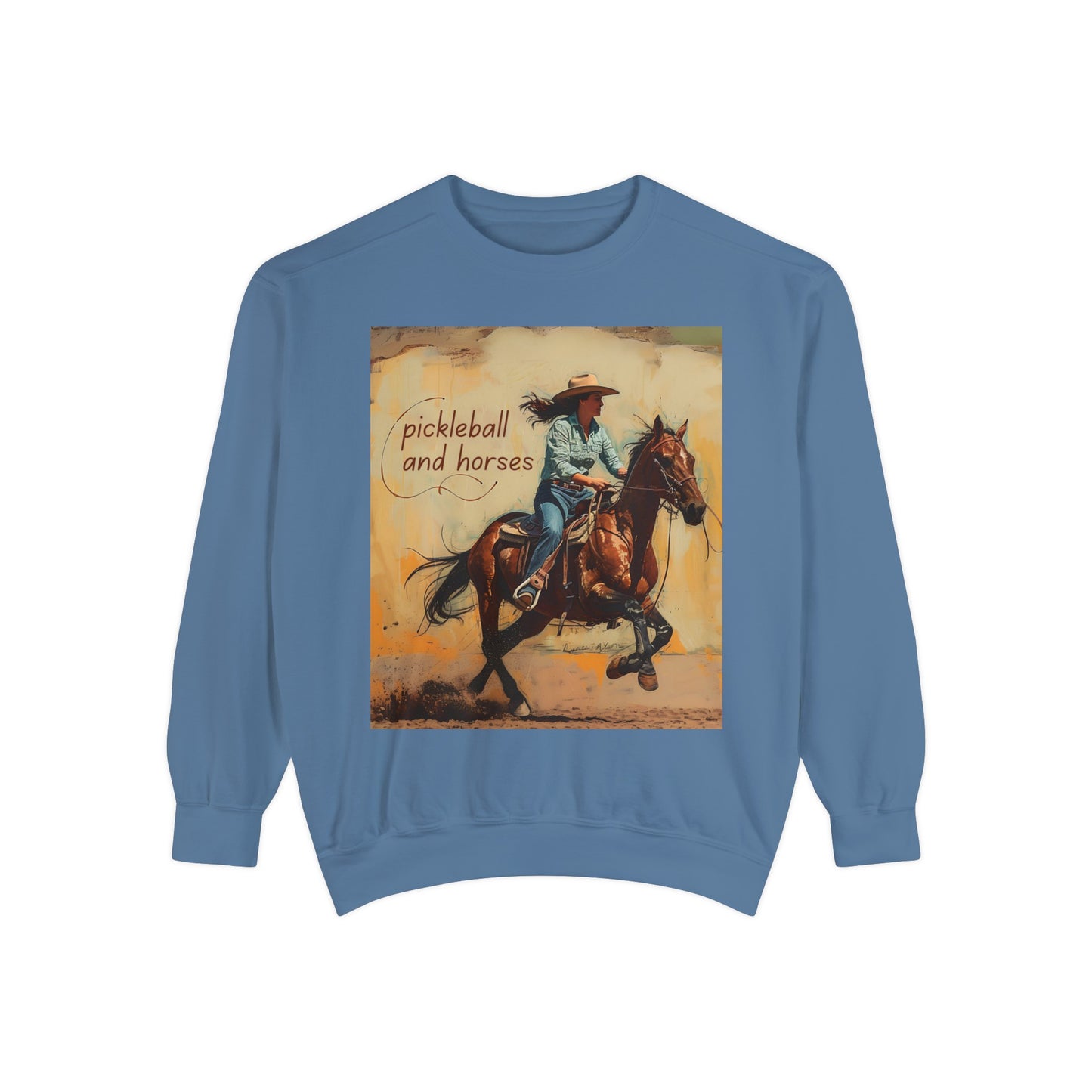 Pickleball and Horses – Unisex Cozy Pickleball Sweatshirt