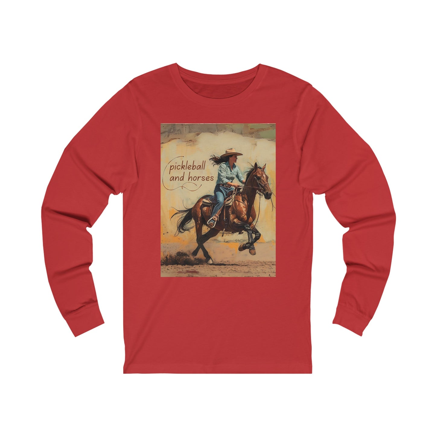 Pickleball and Horses – Unisex Long Sleeve Pickleball Tee