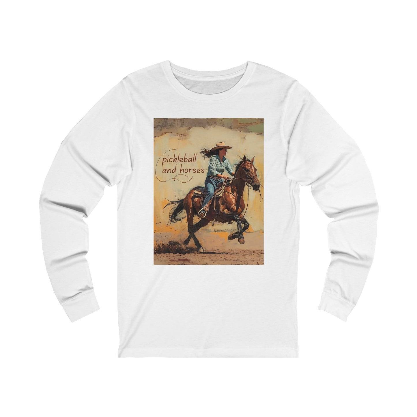 Pickleball and Horses – Unisex Long Sleeve Pickleball Tee