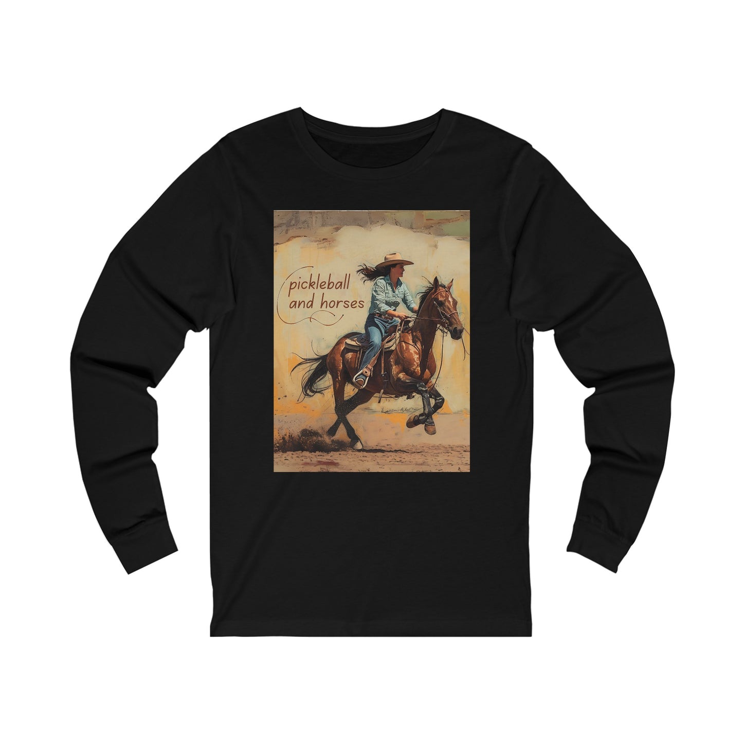 Pickleball and Horses – Unisex Long Sleeve Pickleball Tee