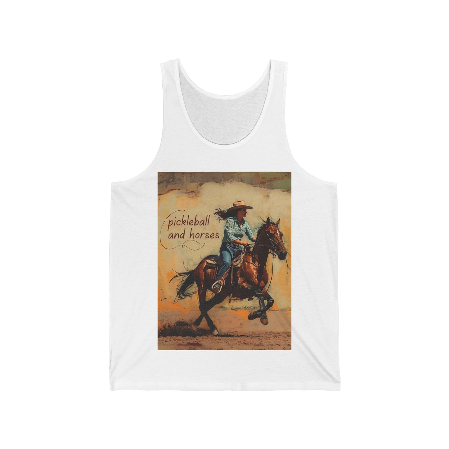 Pickleball and Horses Unisex Jersey Tank